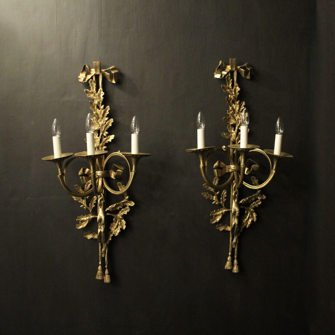 French Large Pair of Triple Arm Wall Lights (1 of 10)