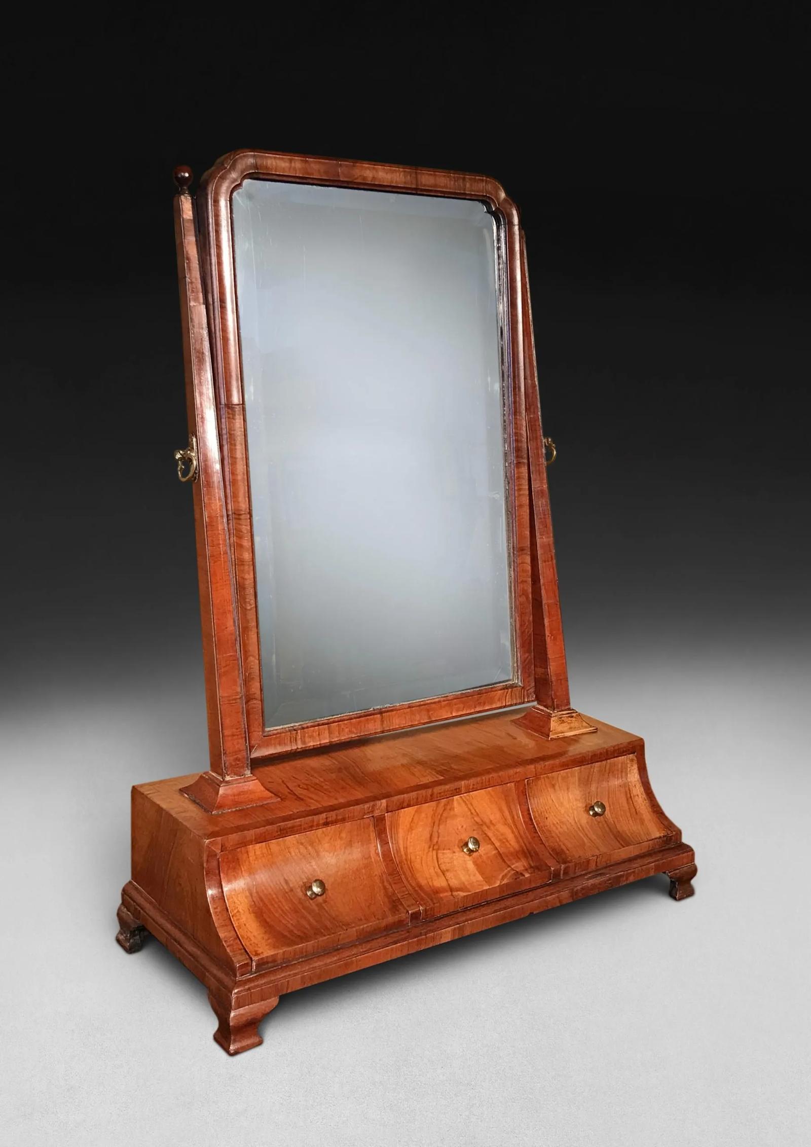 George II Period Walnut Dressing Mirror (1 of 2)