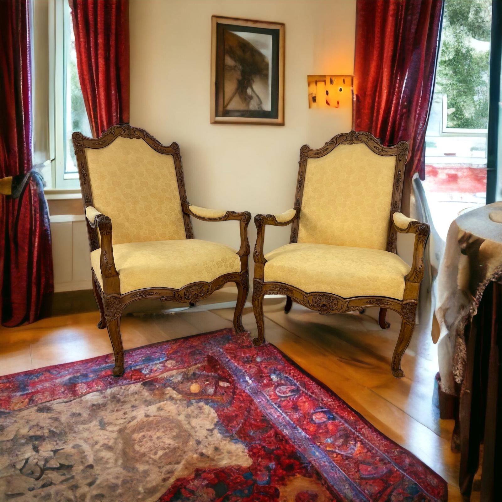 Antique French Pair Of Armchairs Fauteuils 19th Century (1 of 21)