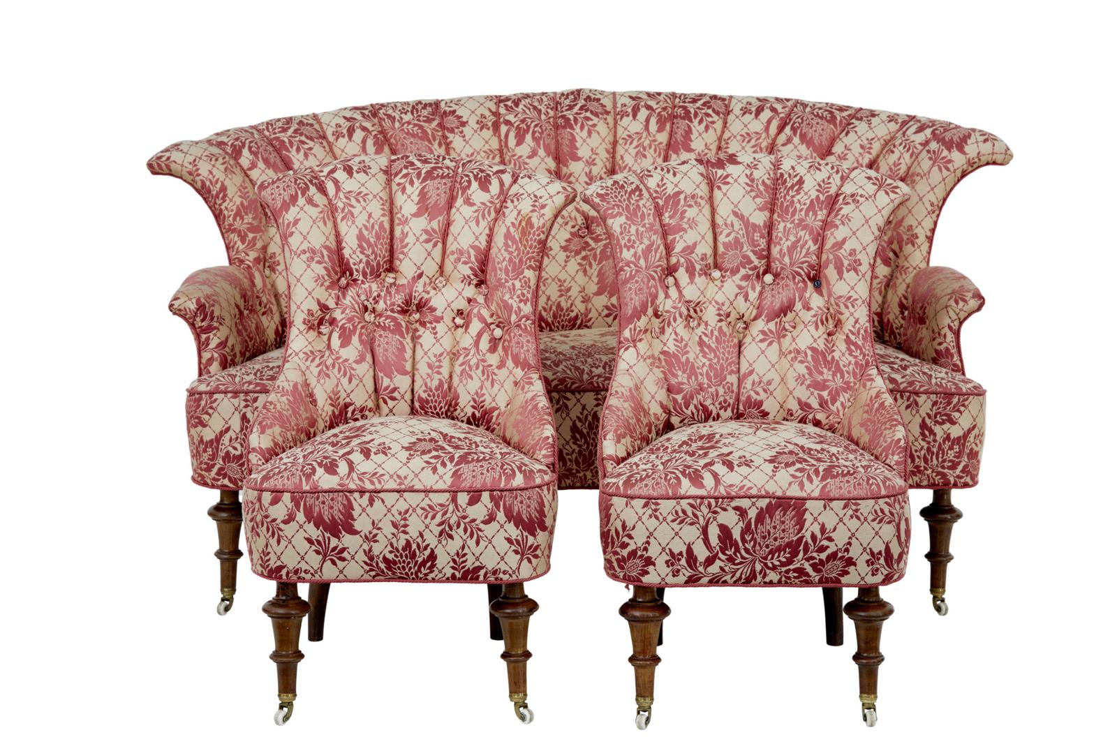 Early 20th Century 3 Piece Upholstered Salon Suite (1 of 16)