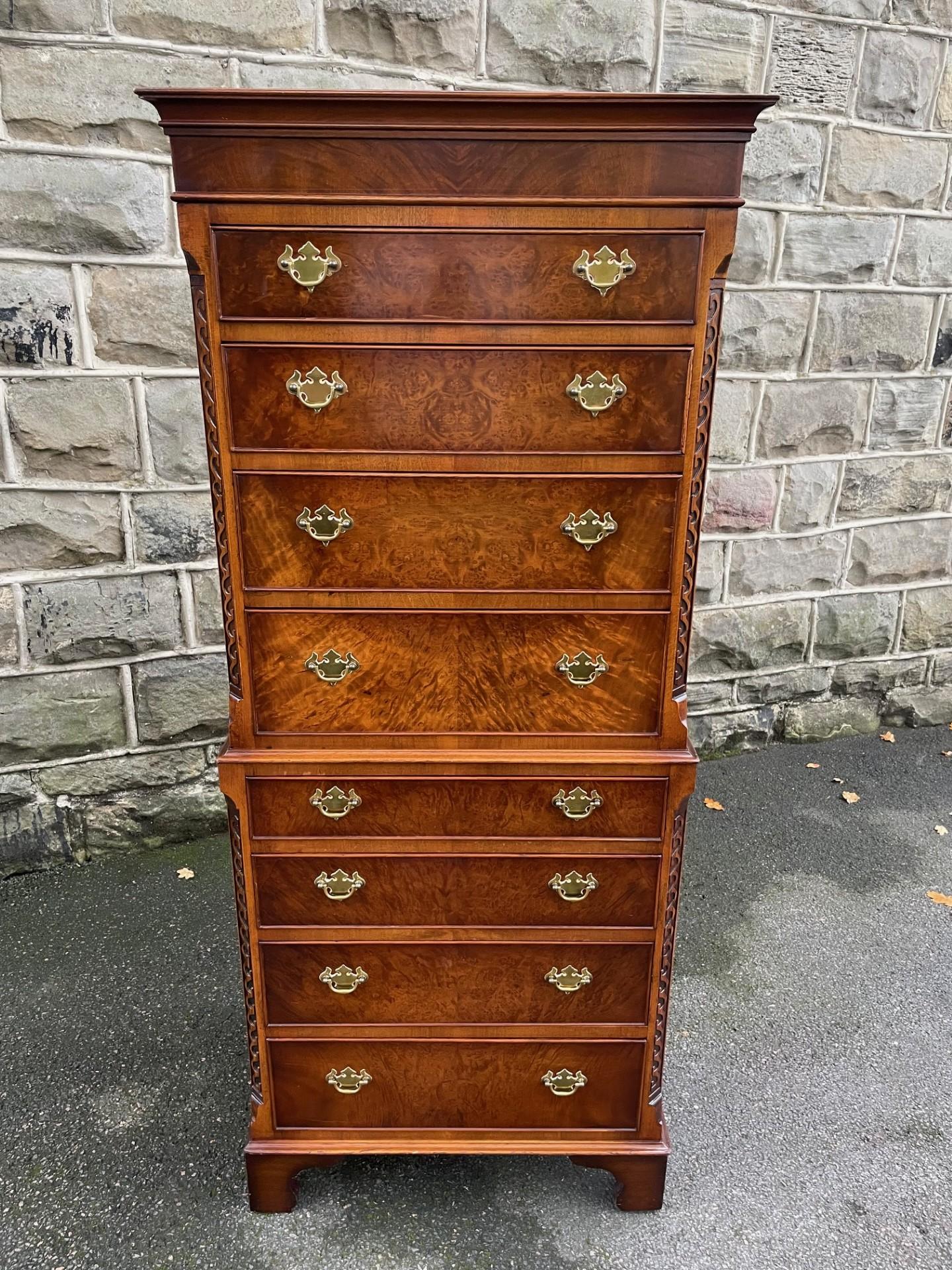 Antique Burr Walnut Chest on Chest Tallboy (1 of 11)