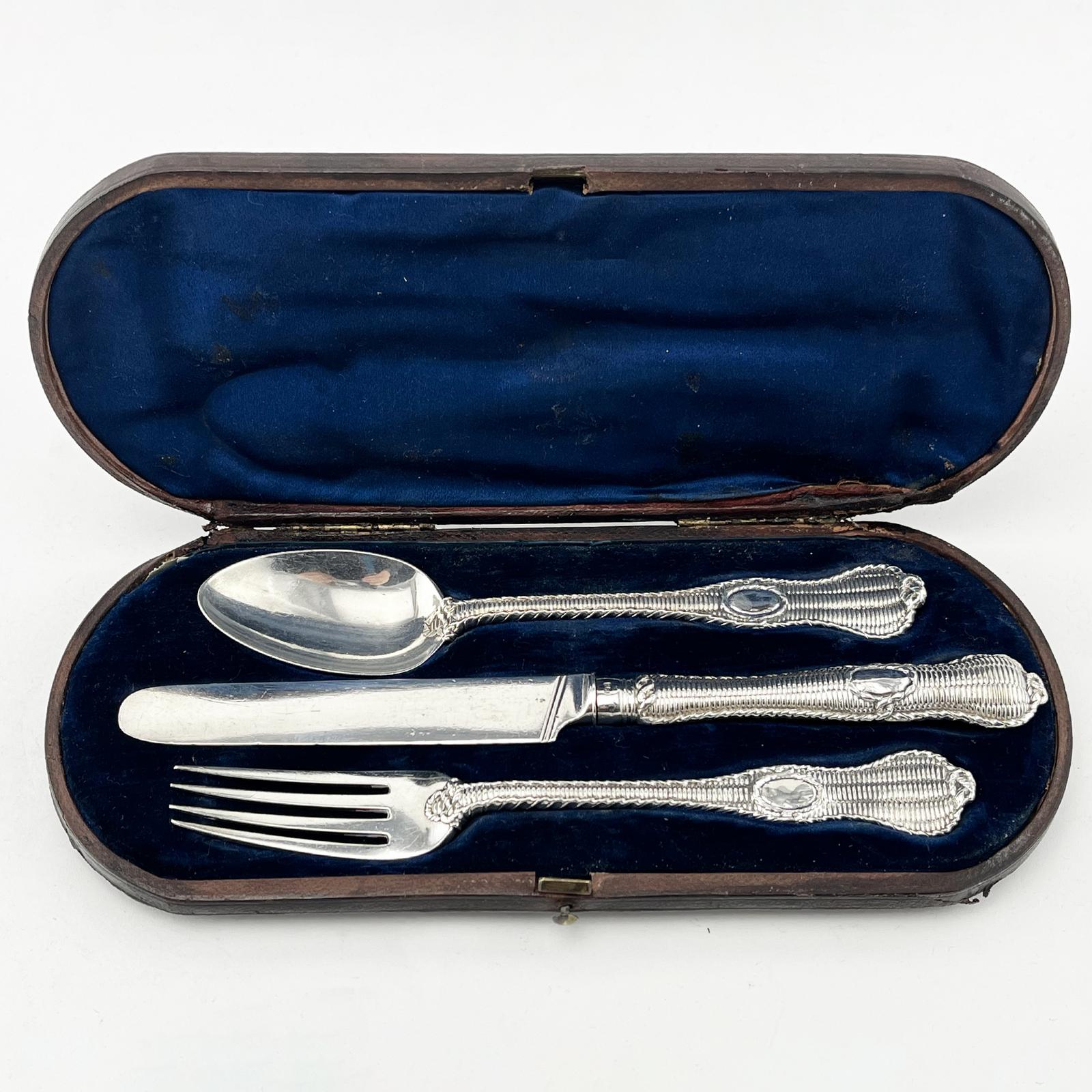 Three Piece Victorian Sterling Silver Christening Set (1 of 7)