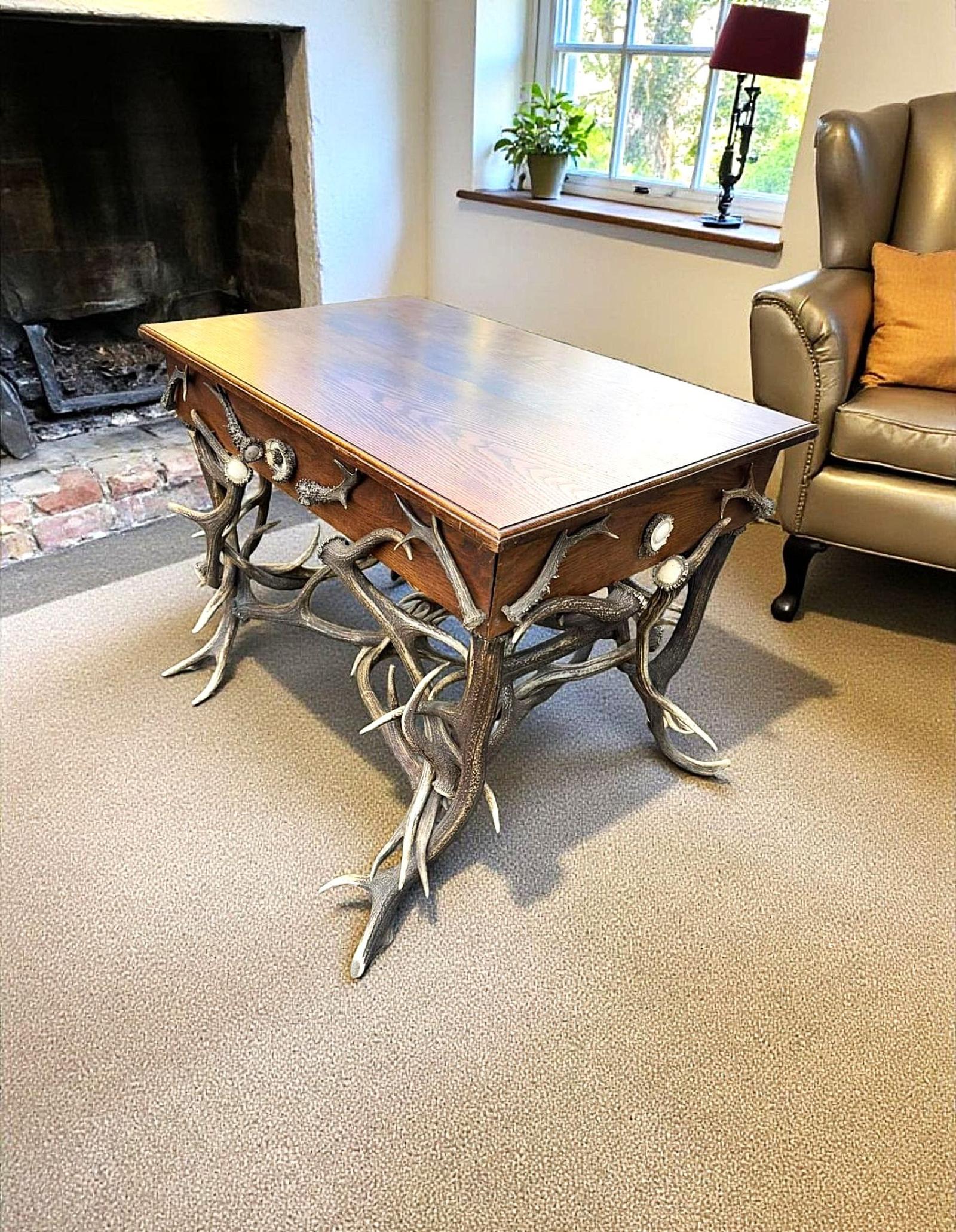 19th Century Antique Black Forest Antler Table (1 of 7)