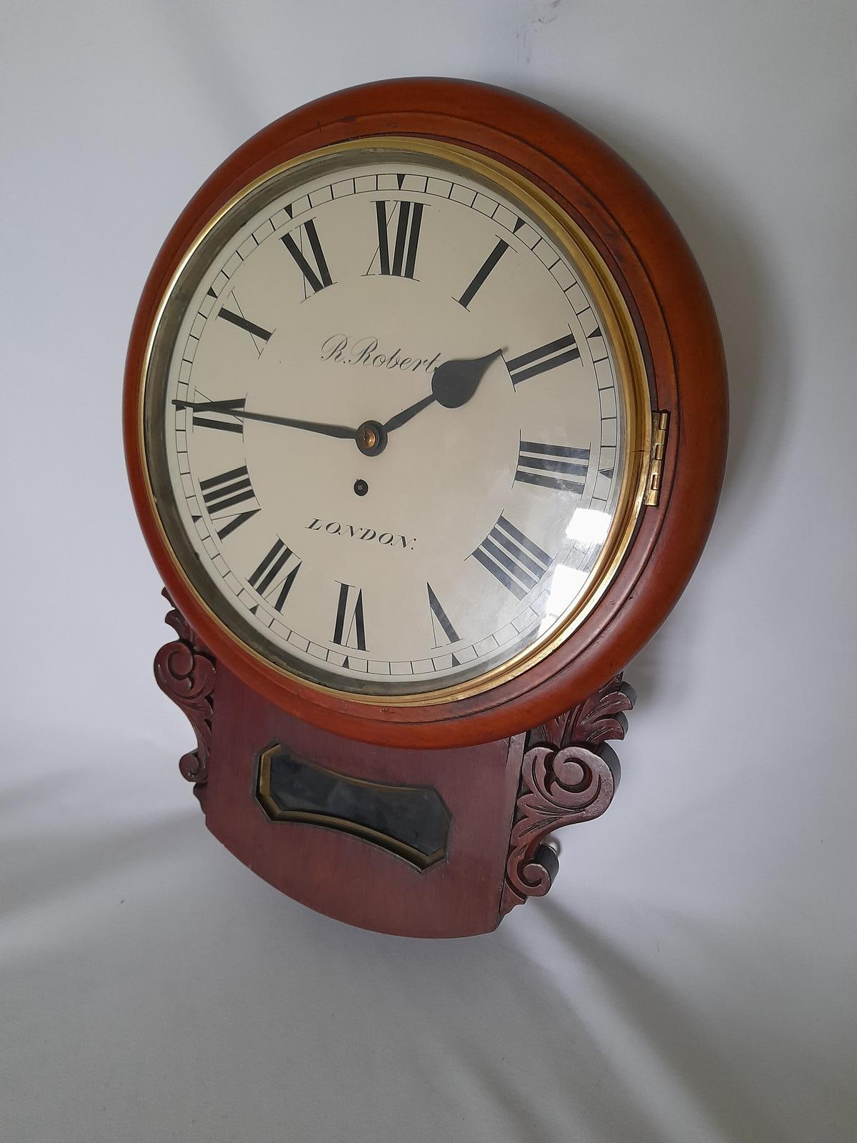 Fusee Drop-Dial Mahogany Wall Clock (1 of 4)