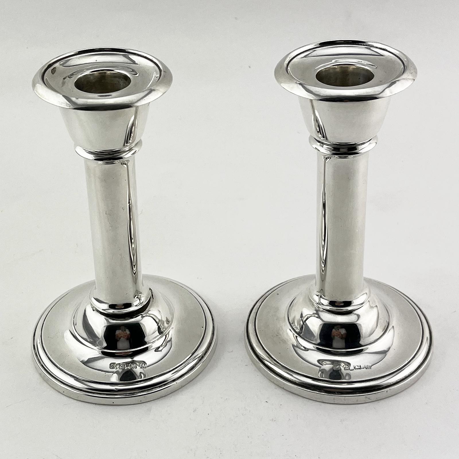 Smart Pair of Silver Candlesticks in Circular Plain Form (1 of 5) Smart Pair of Silver Candlesticks in Circular Plain Form (1 of 5)