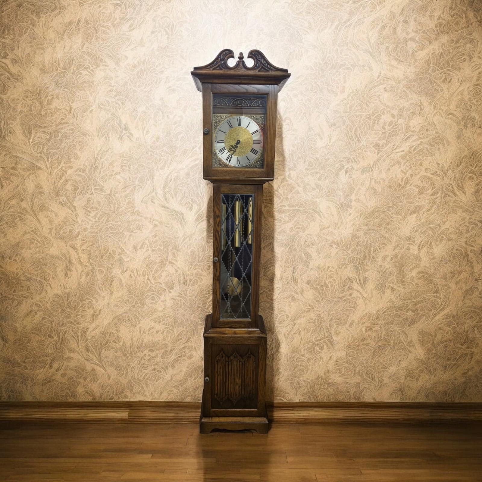 Vintage Old Charm Wood Brothers Grandfather Clock c.1970 / Franz Hermle / Oak Cased / Westminster Chimes (1 of 10)