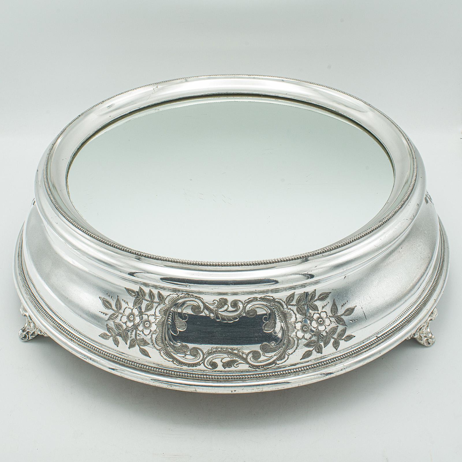Antique Mirrored Cake Display Stand, Silver Plate, Retail, Wedding - Edwardian (1 of 10)