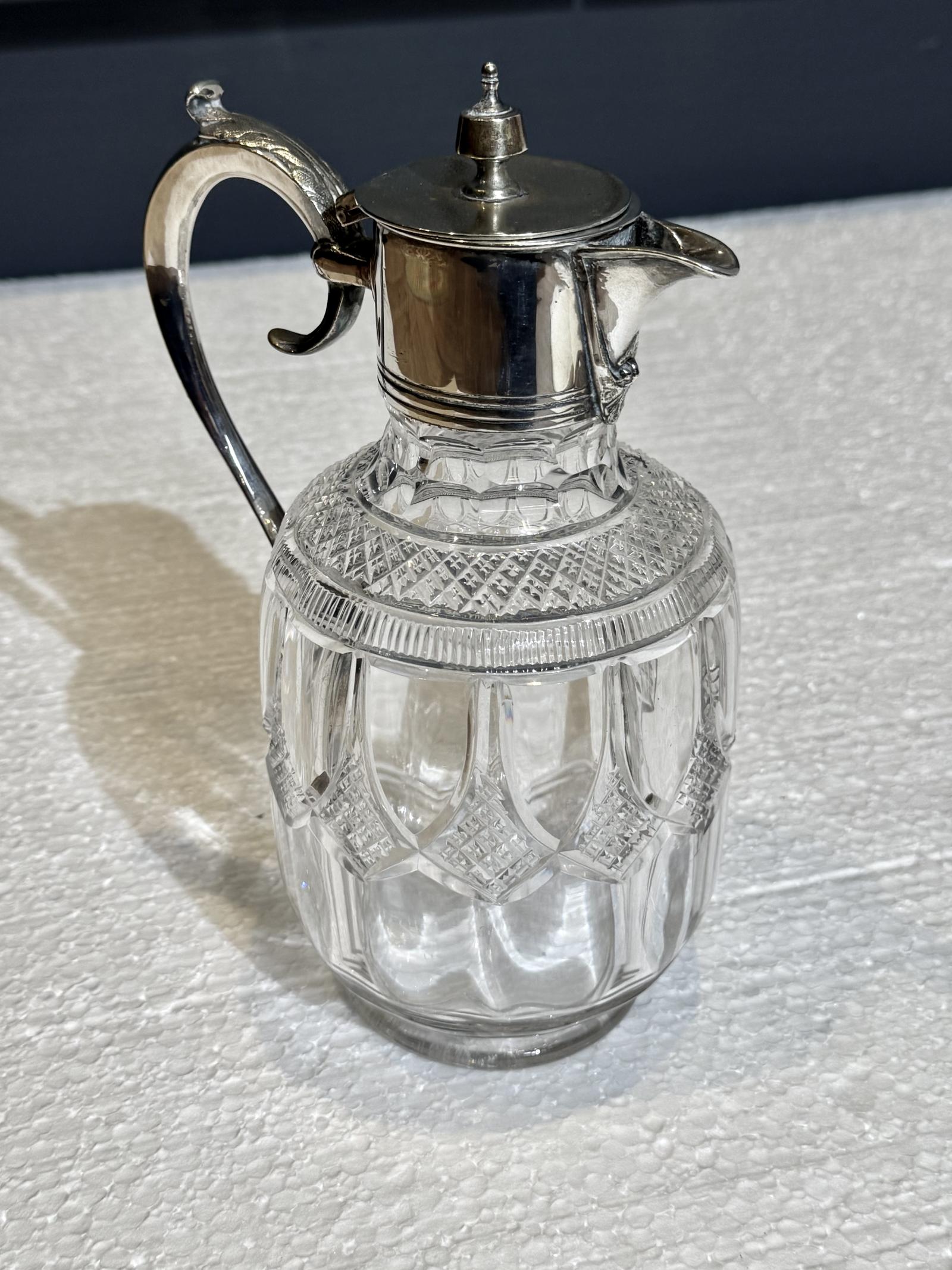 Edwardian Cut Grass Silver Plated Claret Jug (1 of 10)