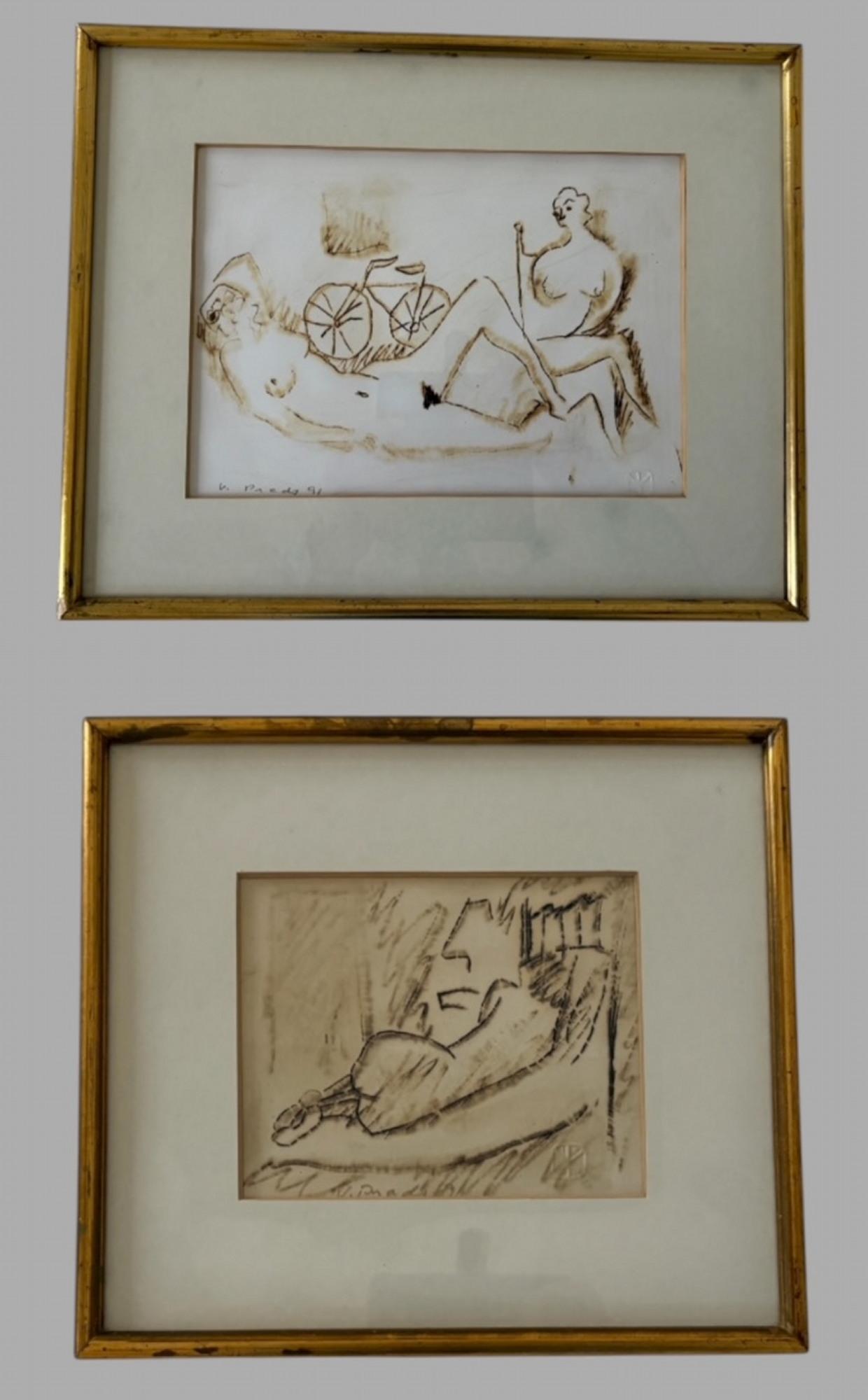 V. Prado (Mexican) – Pair of Modernist Figurative Drawings (1 of 7)