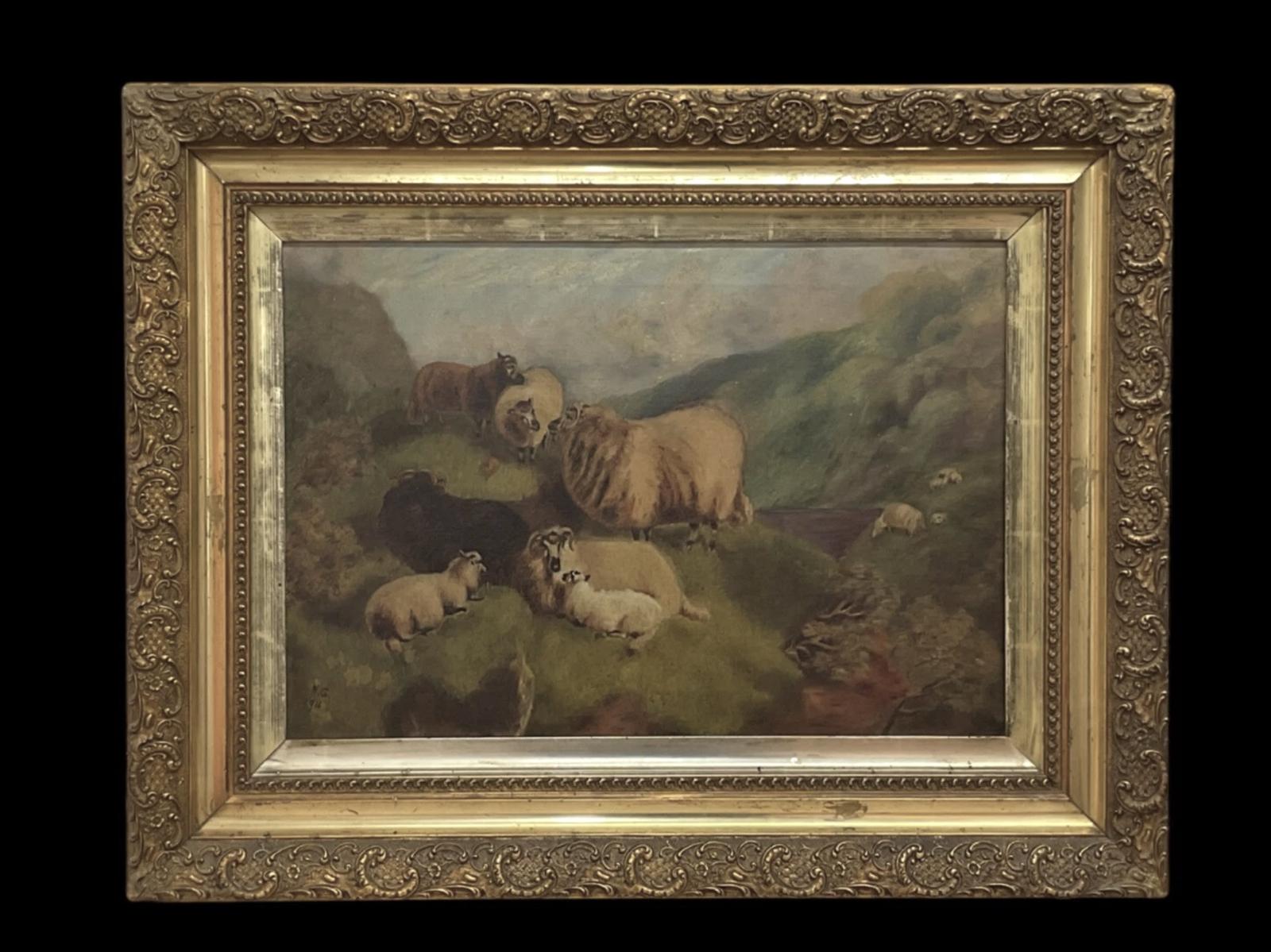 Antique Oil On Canvas Painting Of Sheep In A Highland Landscape Signed NG C1911 (1 of 9) Antique Oil On Canvas Painting Of Sheep In A Highland Landscape Signed NG C1911 (1 of 9)