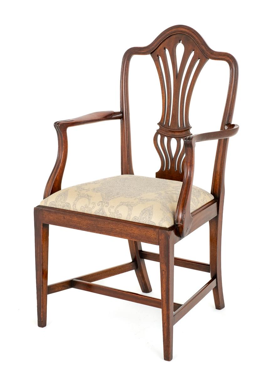 Mahogany Hepplewhite Style Open Armchair (1 of 8)