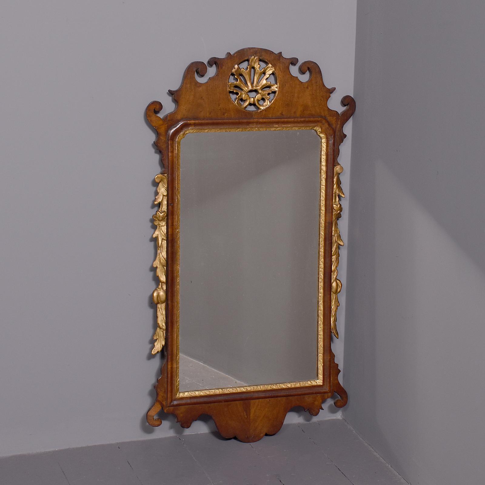 George 3rd Gilt & Mahogany Chippendale Style Fretted Wall Mirror (1 of 6)