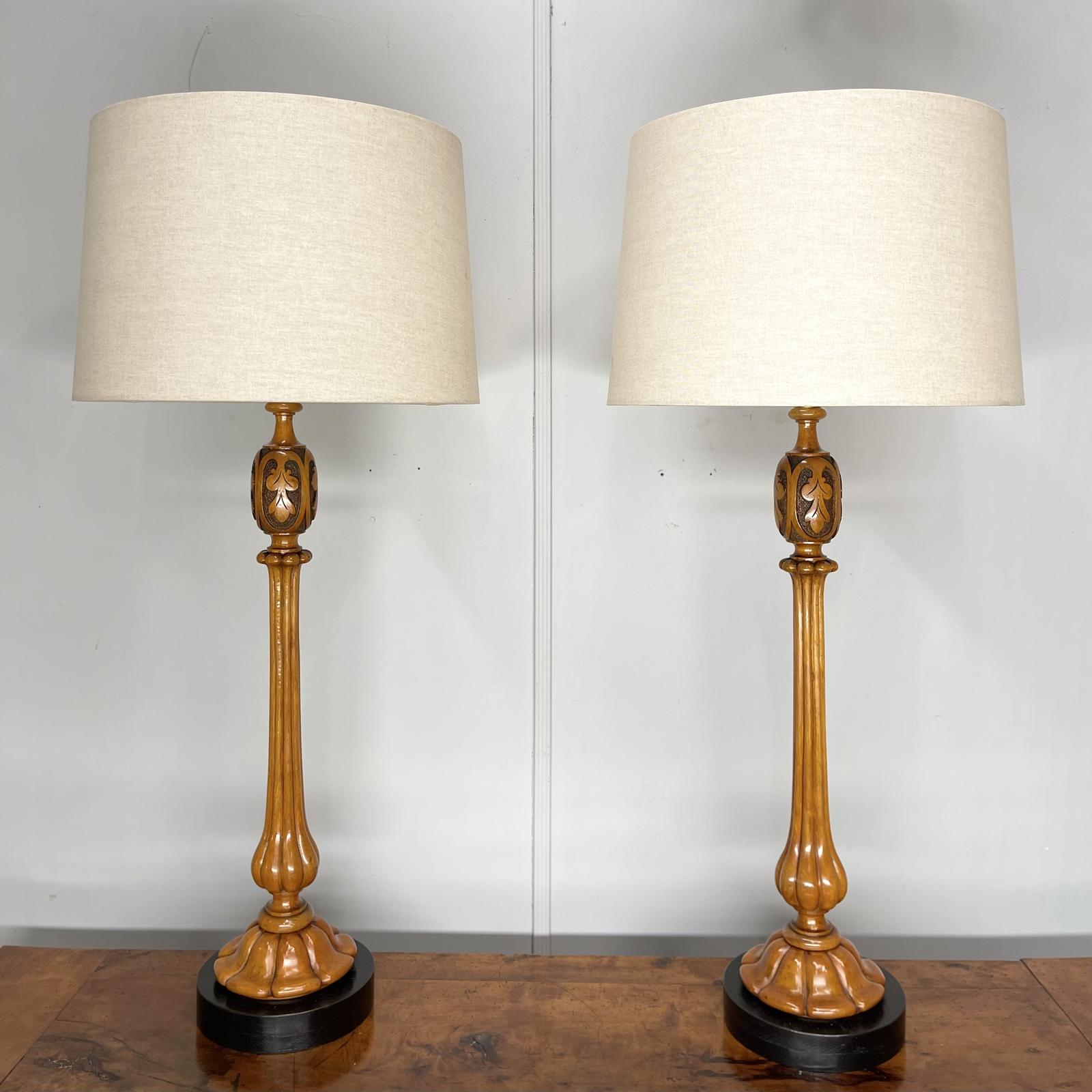 Elegant Pair of Satinwood Table Lamps (1 of 11) Elegant Pair of Satinwood Table Lamps (1 of 11)