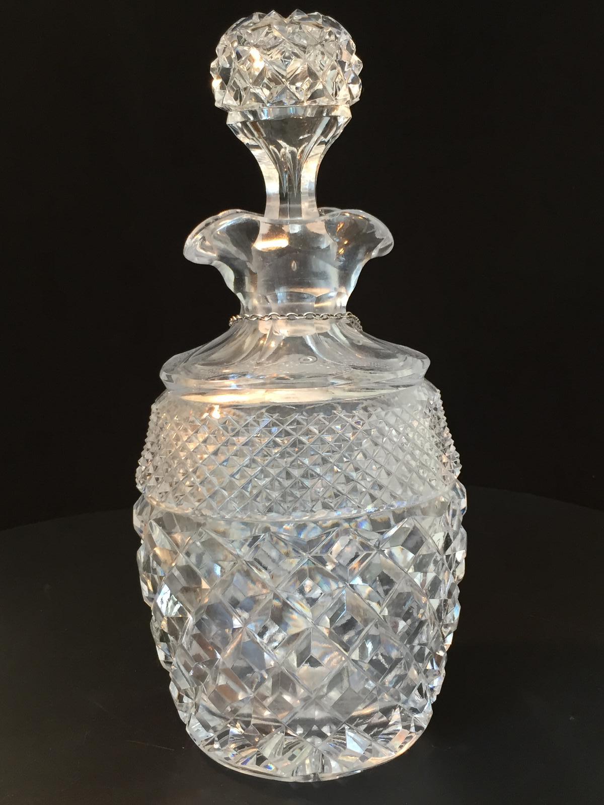 Crystal, Hobnail Cut Spirit Decanter Complete with Silver Label (1 of 6)