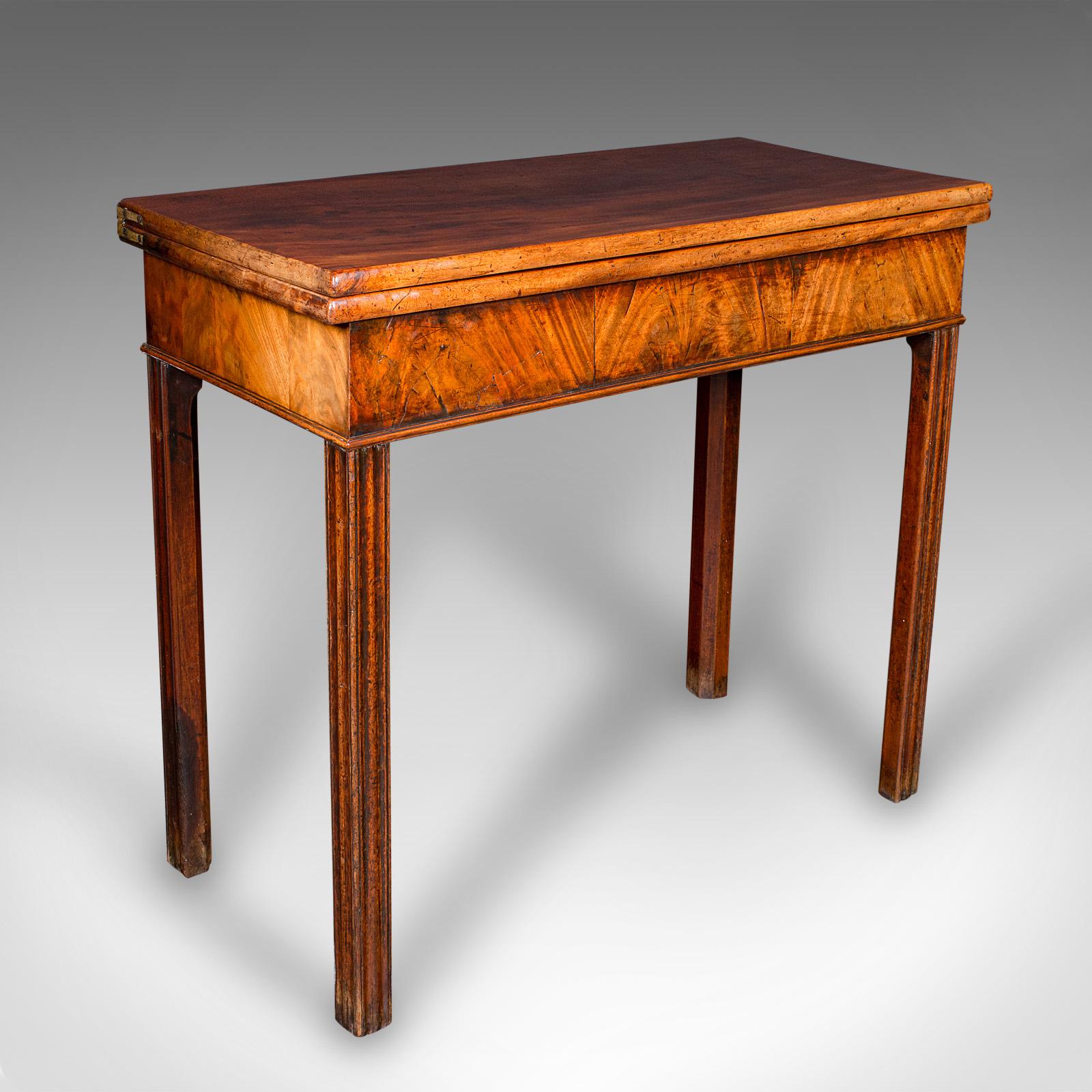 Antique Fold Over Tea Table, English, Card - Chippendale Manner - Georgian c.1750 (1 of 11)