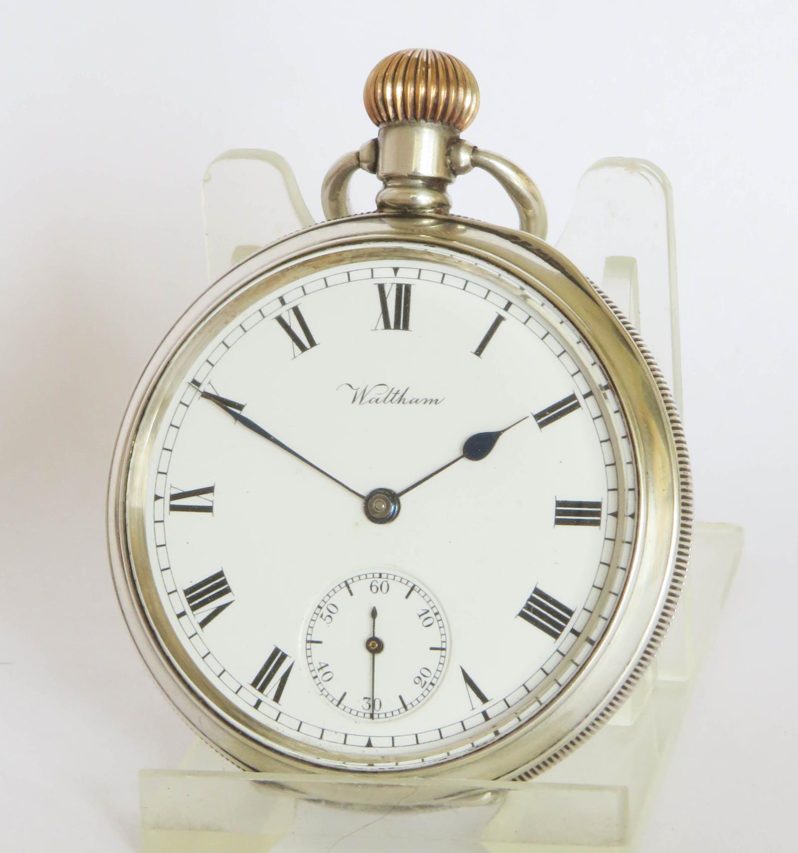 Pocket Watch : Antique Silver Waltham Marquis Pocket Watch, Super Condition (1 of 5)