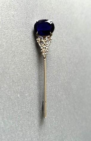 Edwardian Silver & Sapphire Glass Bar Brooch (1 of 7)