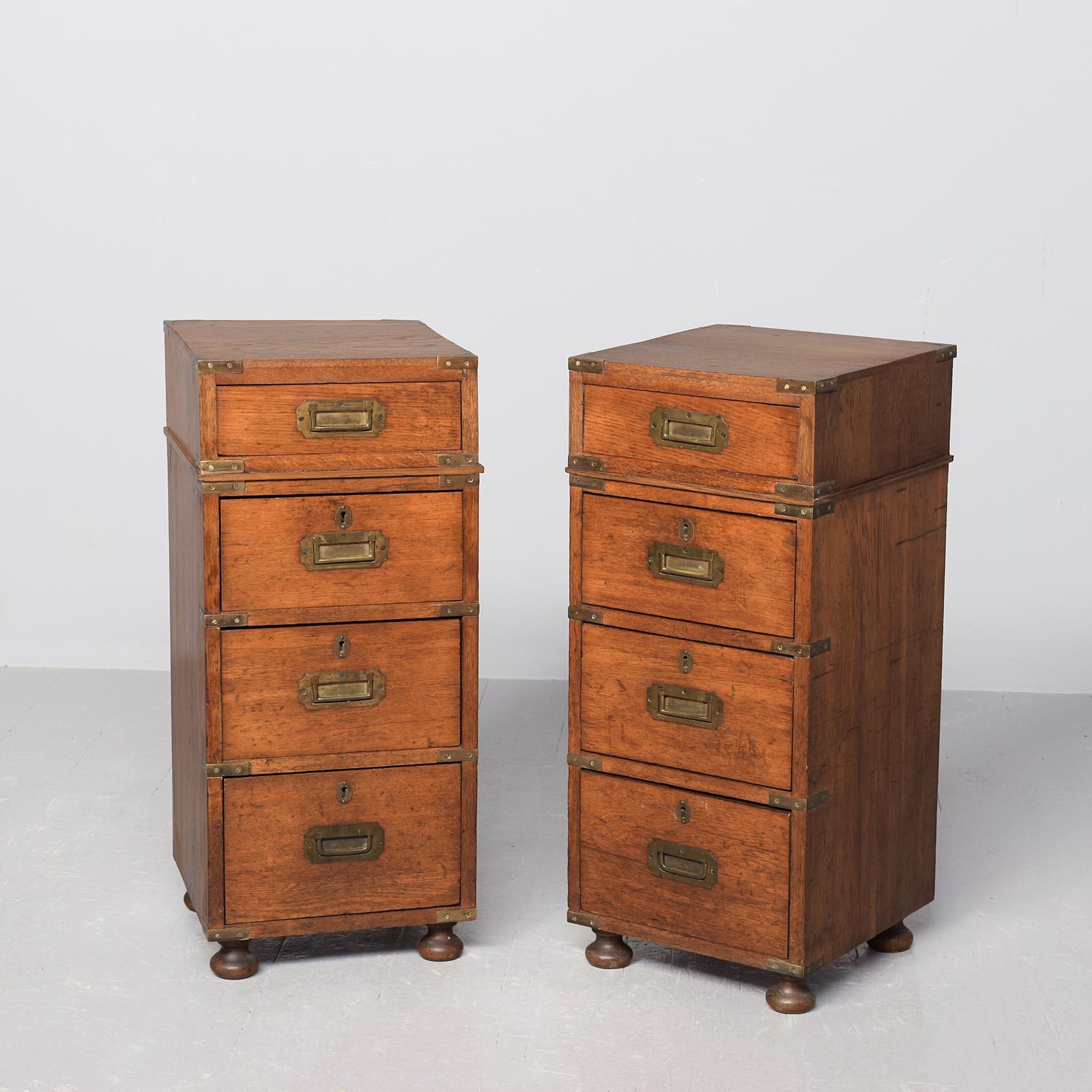 Pair of Mid Victorian Brass-bound Military Oak Lockers or Cabinets (1 of 9) Pair of Mid Victorian Brass-bound Military Oak Lockers or Cabinets (1 of 9)