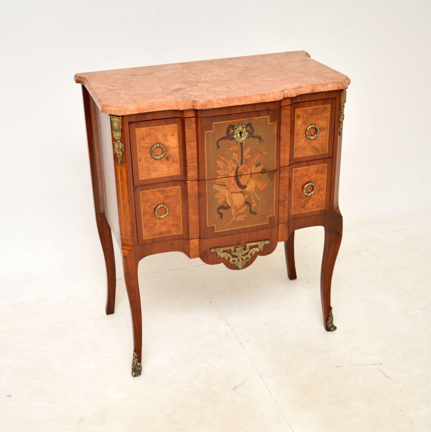 Antique French Marble Top Inlaid Commode (1 of 11)