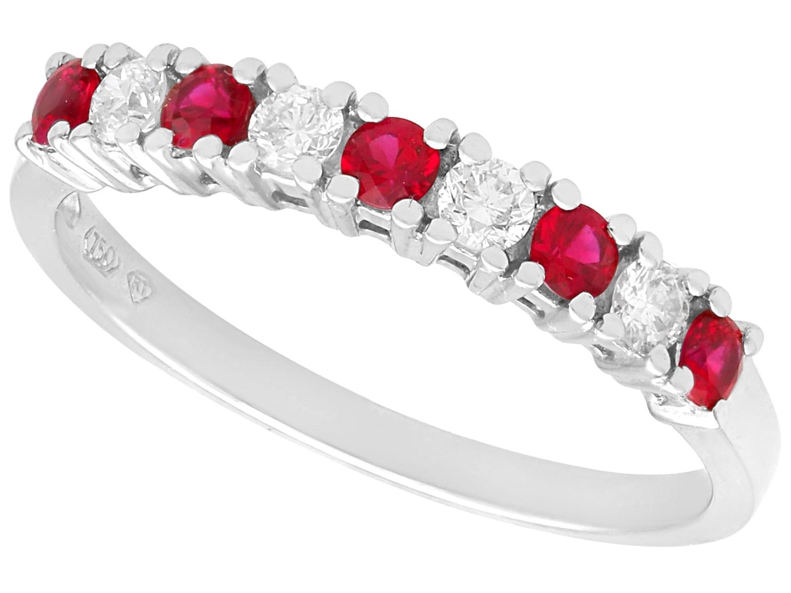 Vintage 0.24ct Ruby & 0.12ct Diamond 18k White Gold Half Eternity Ring (1 of 10)