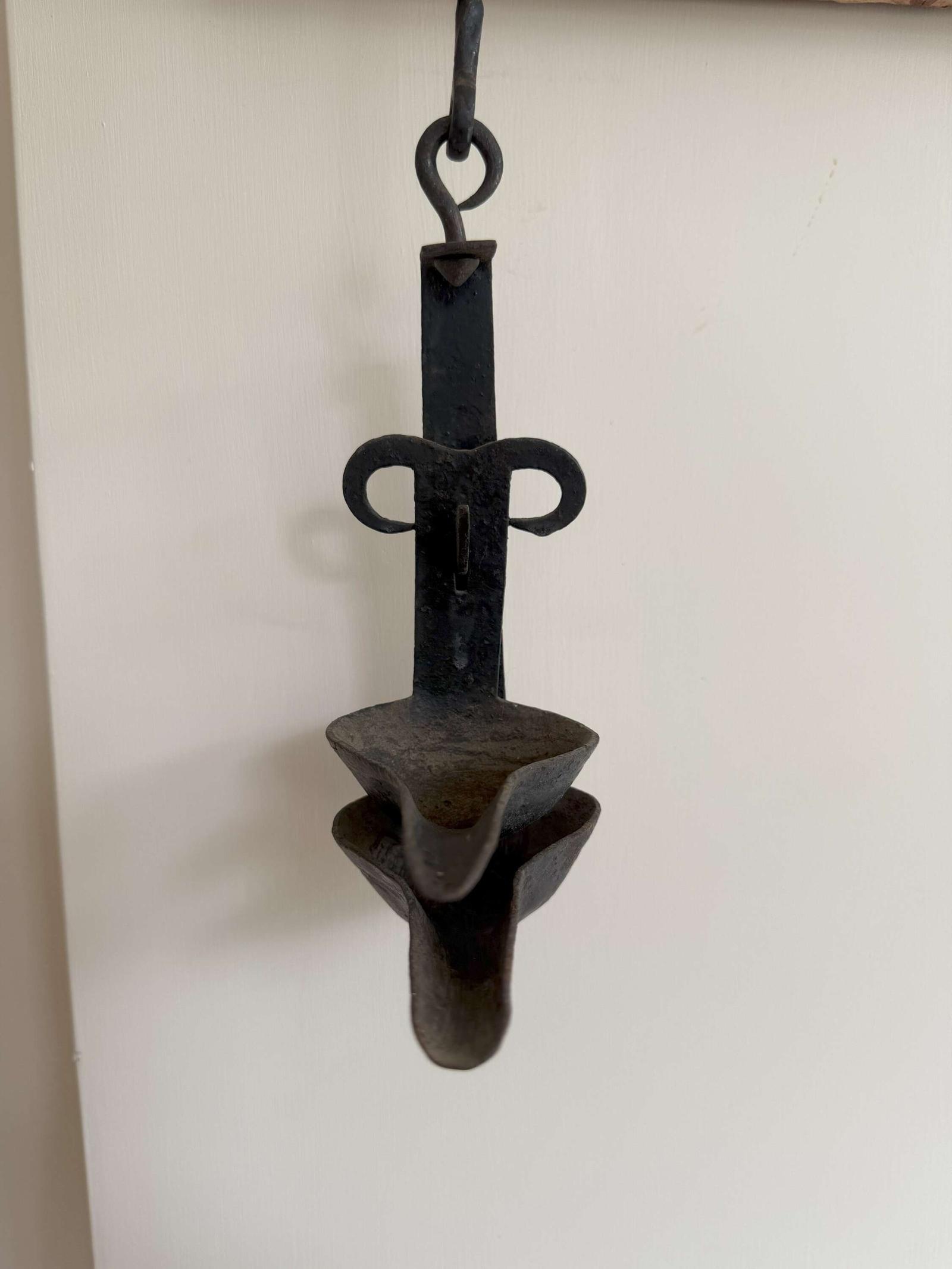 19th Century Scottish vernacular rams horn cruisie oil lamp (1 of 8)