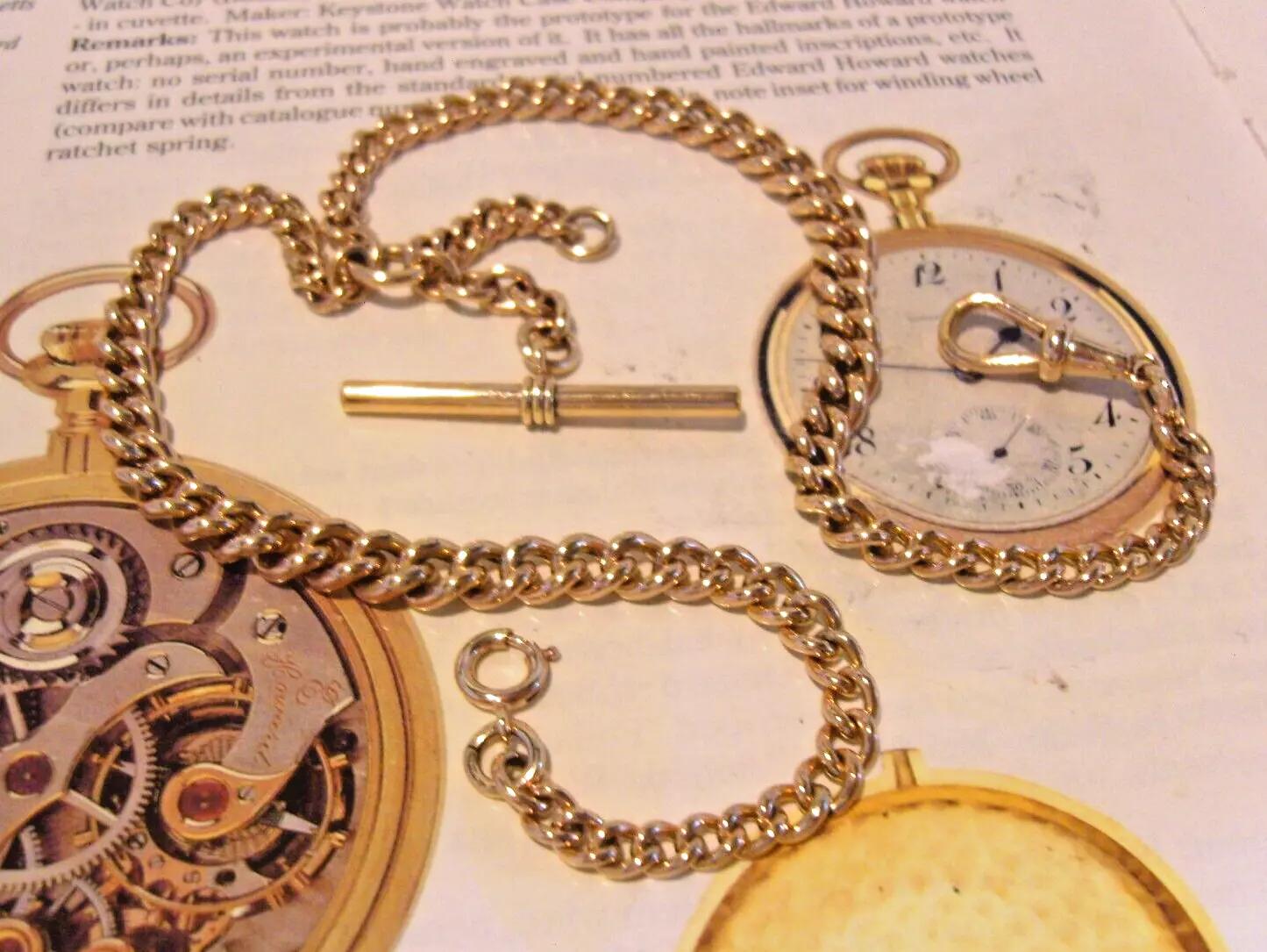 Pocket Watch Chain 10ct Rose Rolled Gold 1890s Big Victorian Double Albert 32.8g (1 of 18)