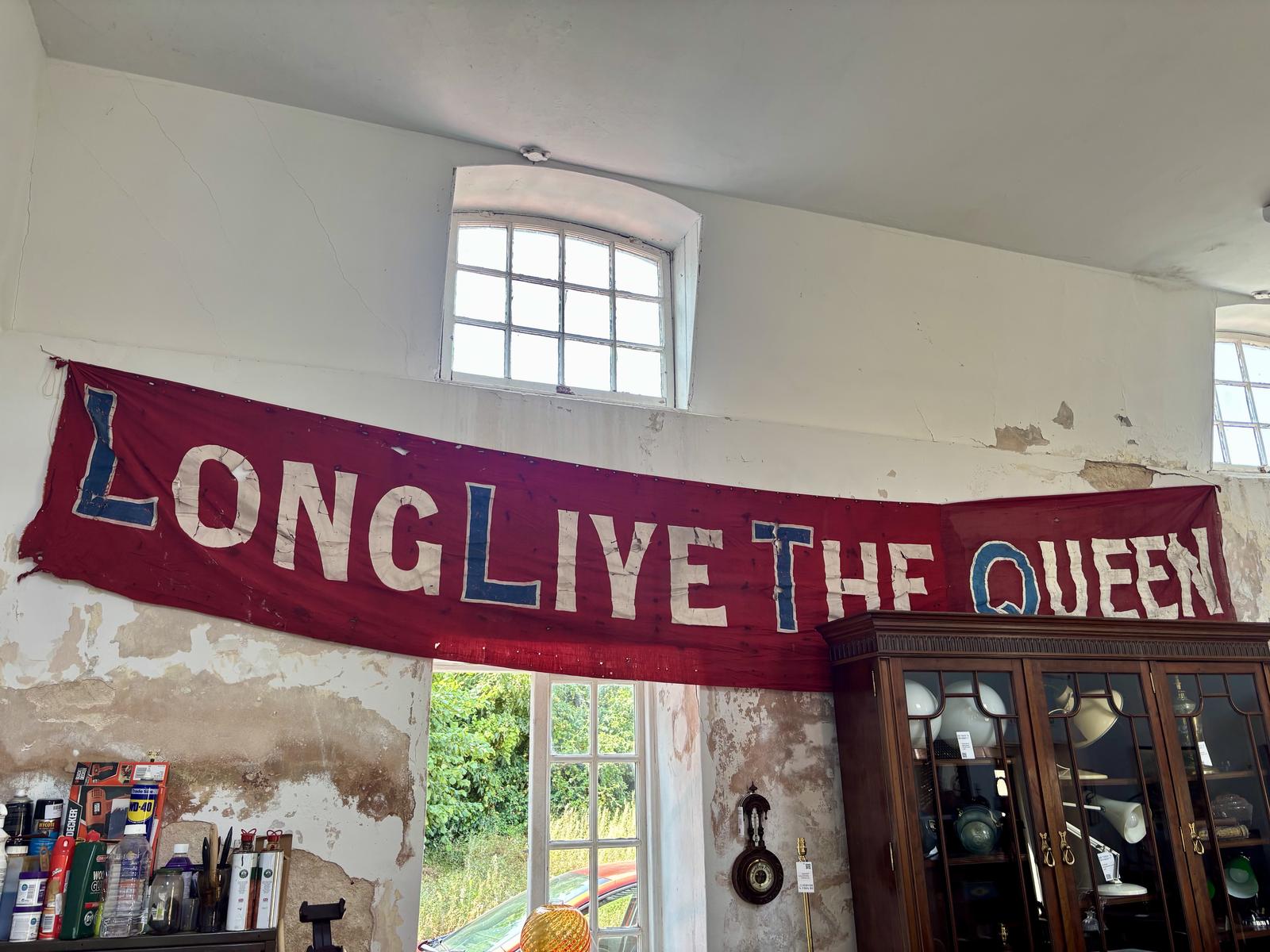 Vintage British Royal “Long Live The Queen” Hand-painted Banner (1 of 1) Vintage British Royal “Long Live The Queen” Hand-painted Banner (1 of 1)