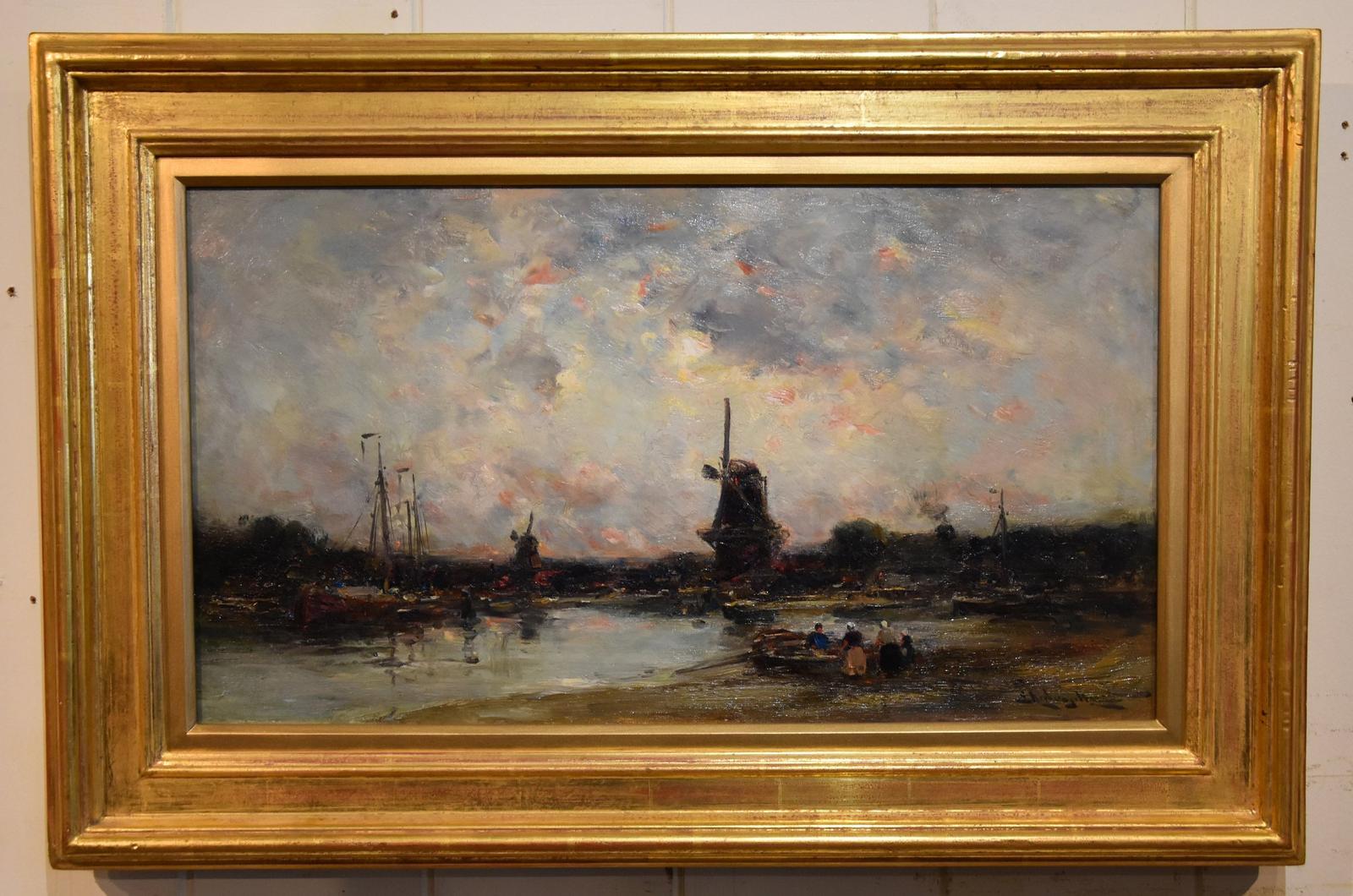 Oil Painting by Edmund Aubrey Hunt "A Dutch Estuary, Evening" (1 of 7)