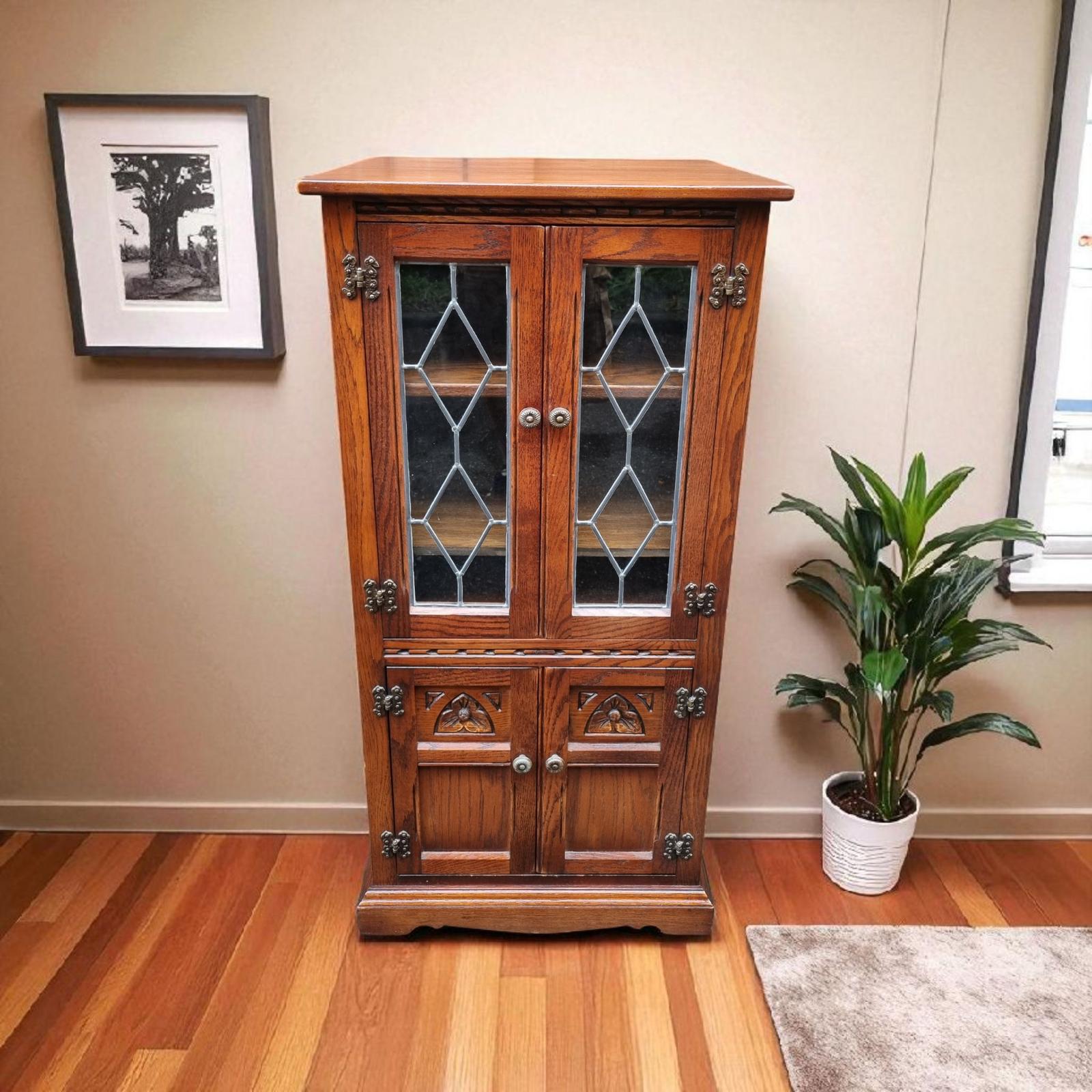 Vintage Old Charm Wood Bros / Hi Fi Cabinet / Bookcase / Drink Cabinet / Tudor Brown / Made in England 1970s (1 of 8)
