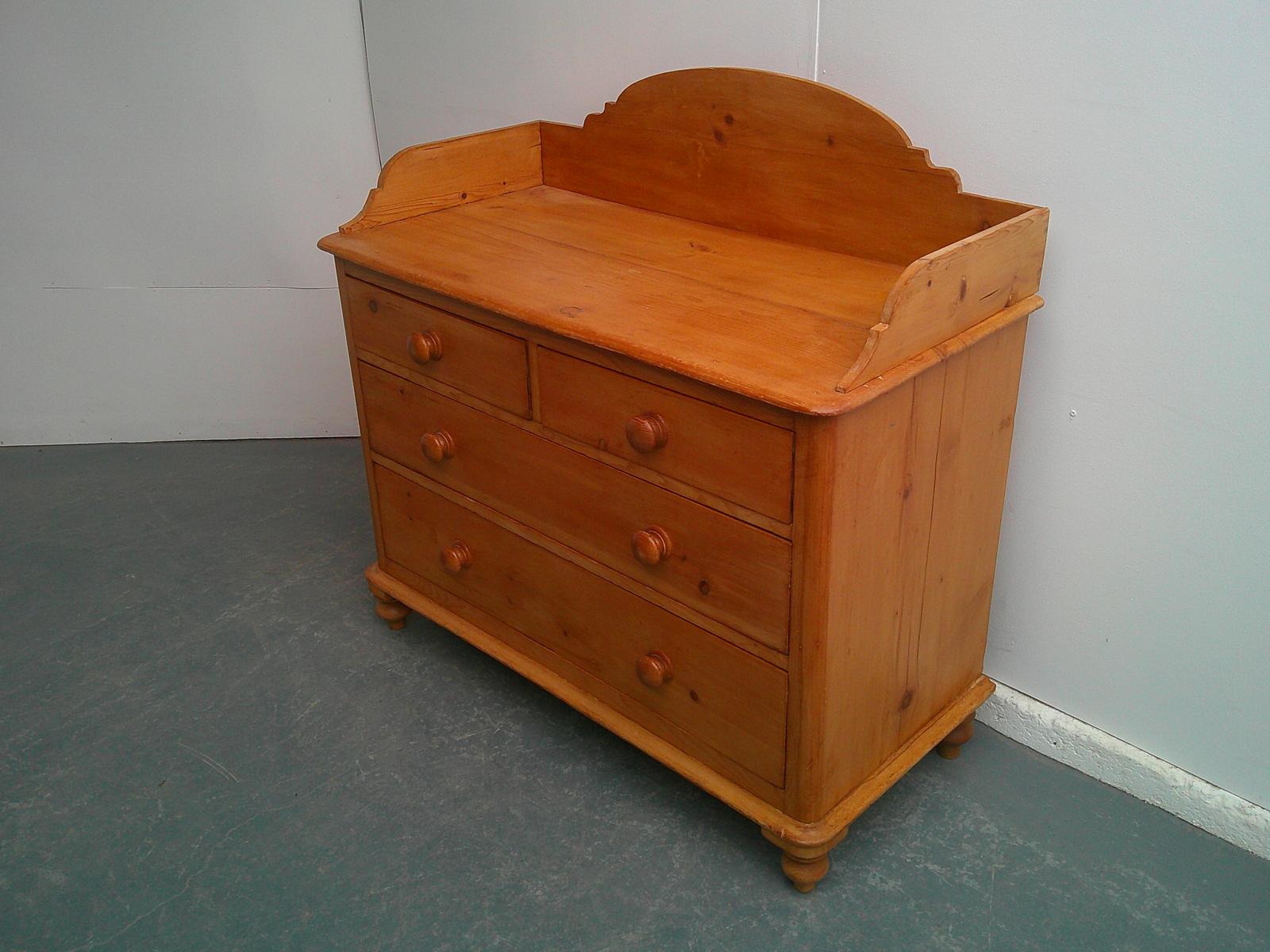 Quality Victorian Tray Back Antique Pine Waxed 4 Drawer Chest of Drawers (1 of 11)