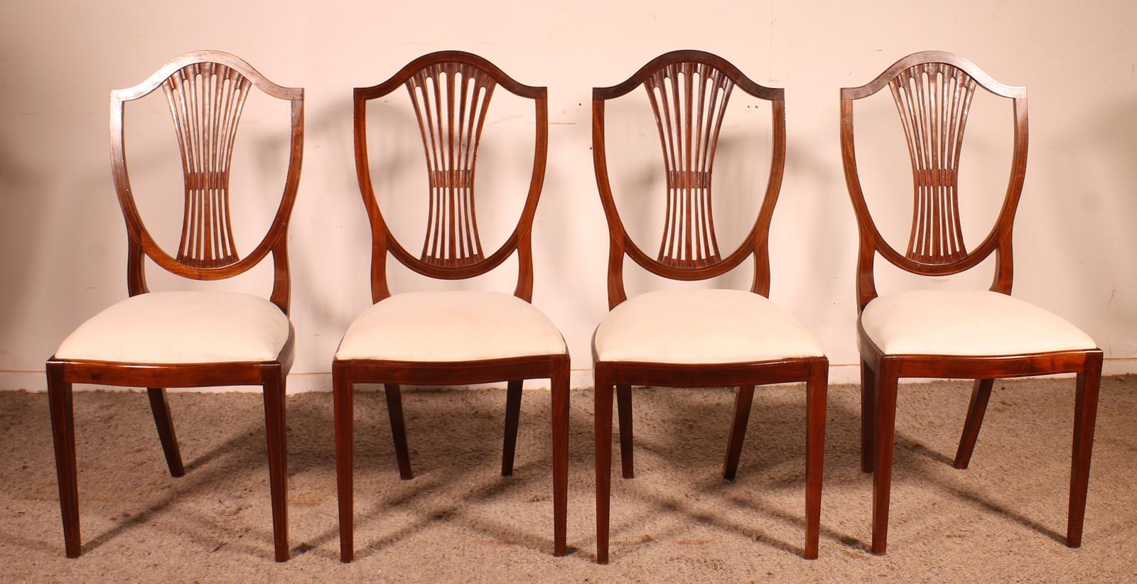Set of 4 Mahogany & Inlaid Dining Chairs - 19th Century (1 of 12) Set of 4 Mahogany & Inlaid Dining Chairs - 19th Century (1 of 12)