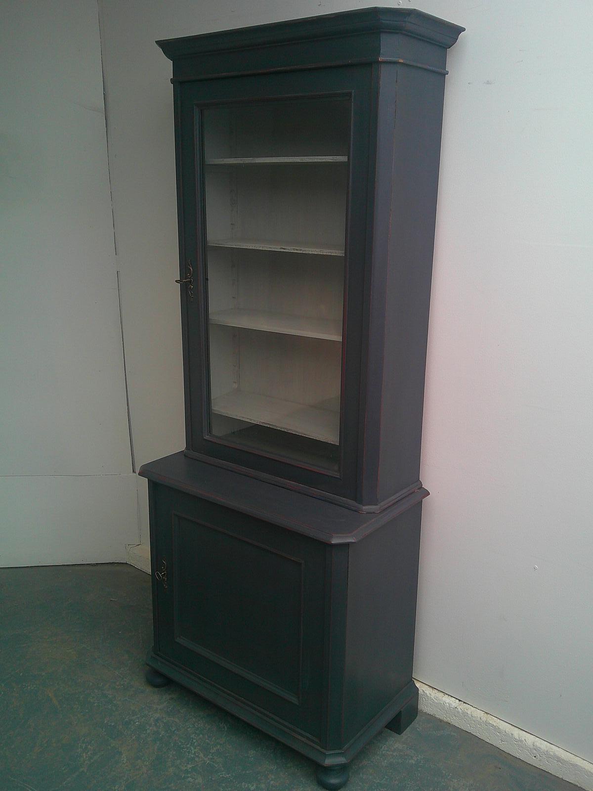 Mint Clean Antique Pine Victorian 2 Piece Painted Grey Bookcase (1 of 10)