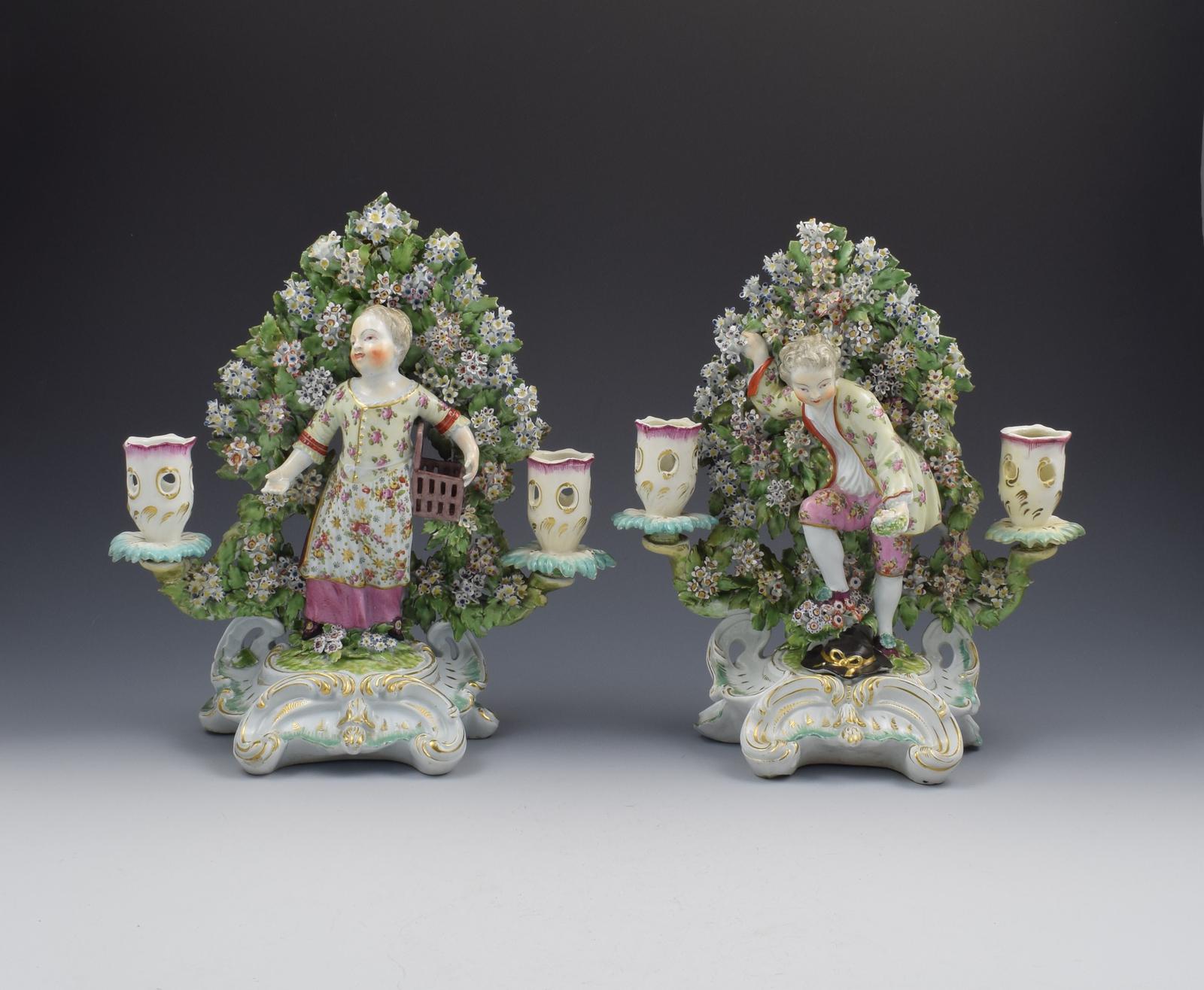 Rare Pair Derby Porcelain Double Candlestick Figures Liberty & Matrimony (1 of 19)