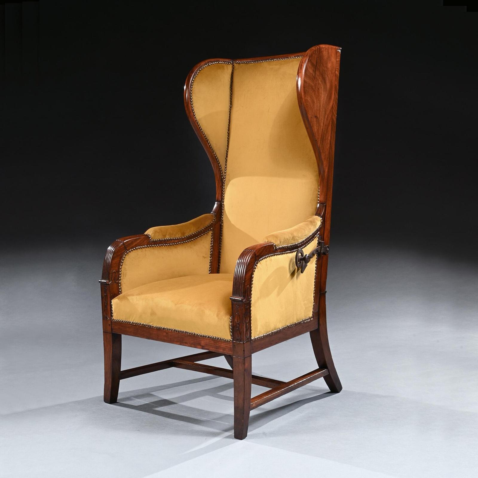 French Empire Mahogany Reclining Wing Back Armchair (1 of 7)