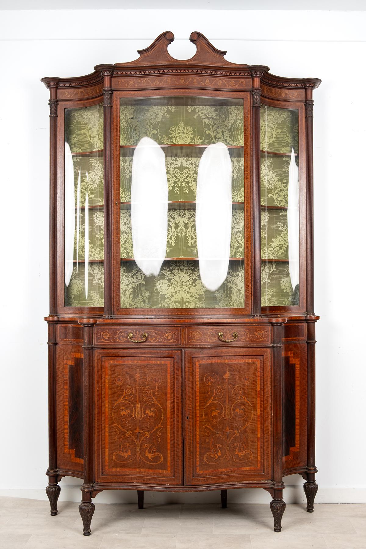 Antique Edwardian Maple & Co Mahogany & Satinwood Inlaid Display Cabinet (1 of 9) Antique Edwardian Maple & Co Mahogany & Satinwood Inlaid Display Cabinet (1 of 9)