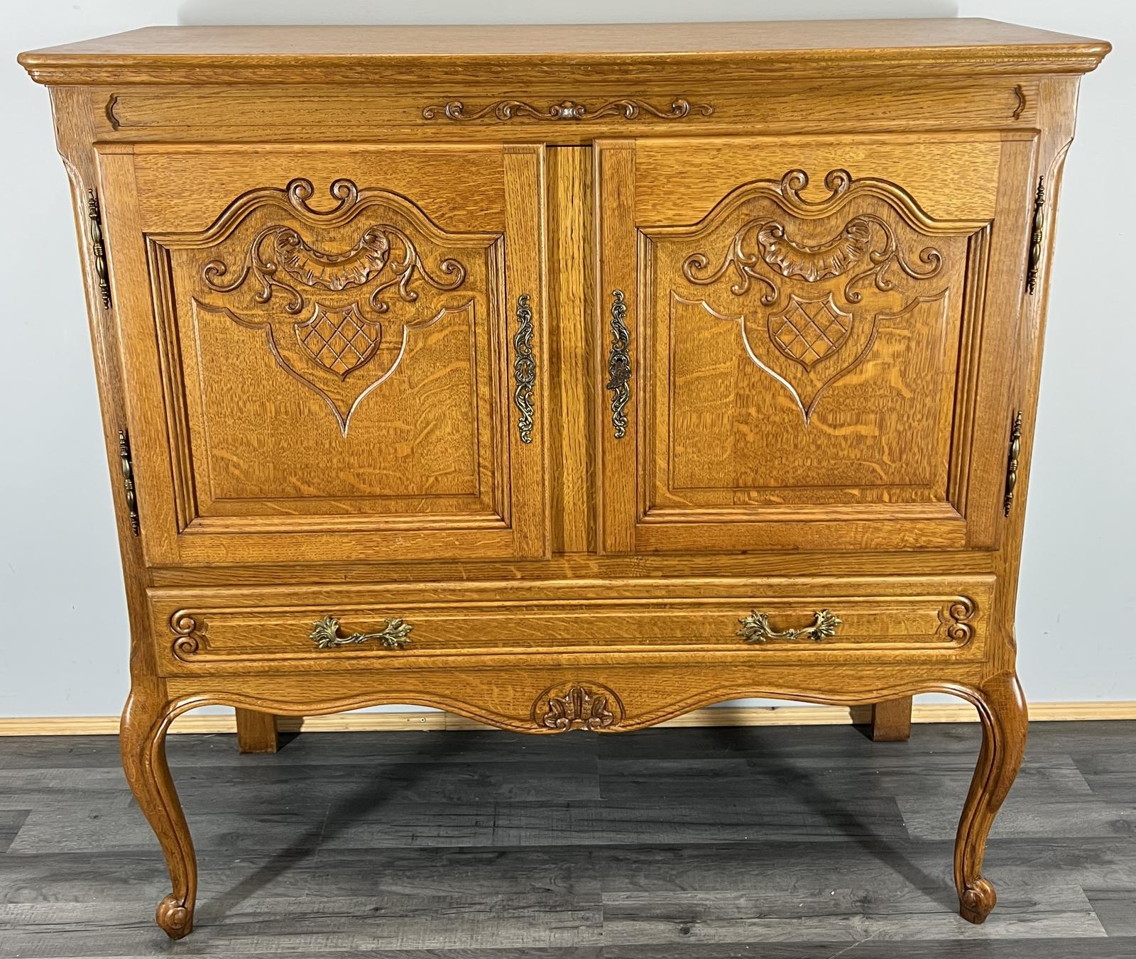 Cabinet Vintage French Oak Carved Sideboard with Drawer (1 of 11) Cabinet Vintage French Oak Carved Sideboard with Drawer (1 of 11)