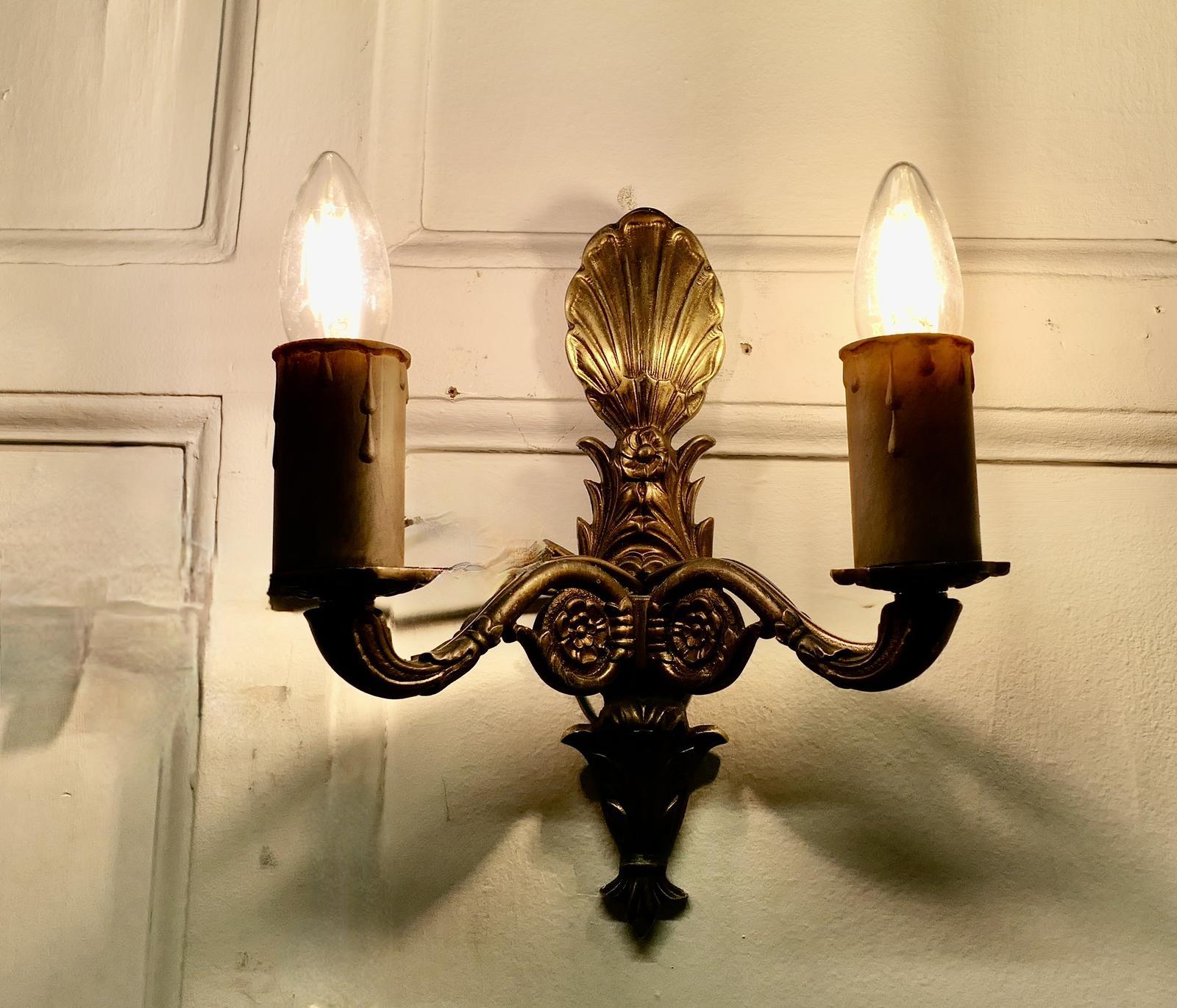 A Set of 6 Unusual Brass Twin Wall Lights (1 of 4)