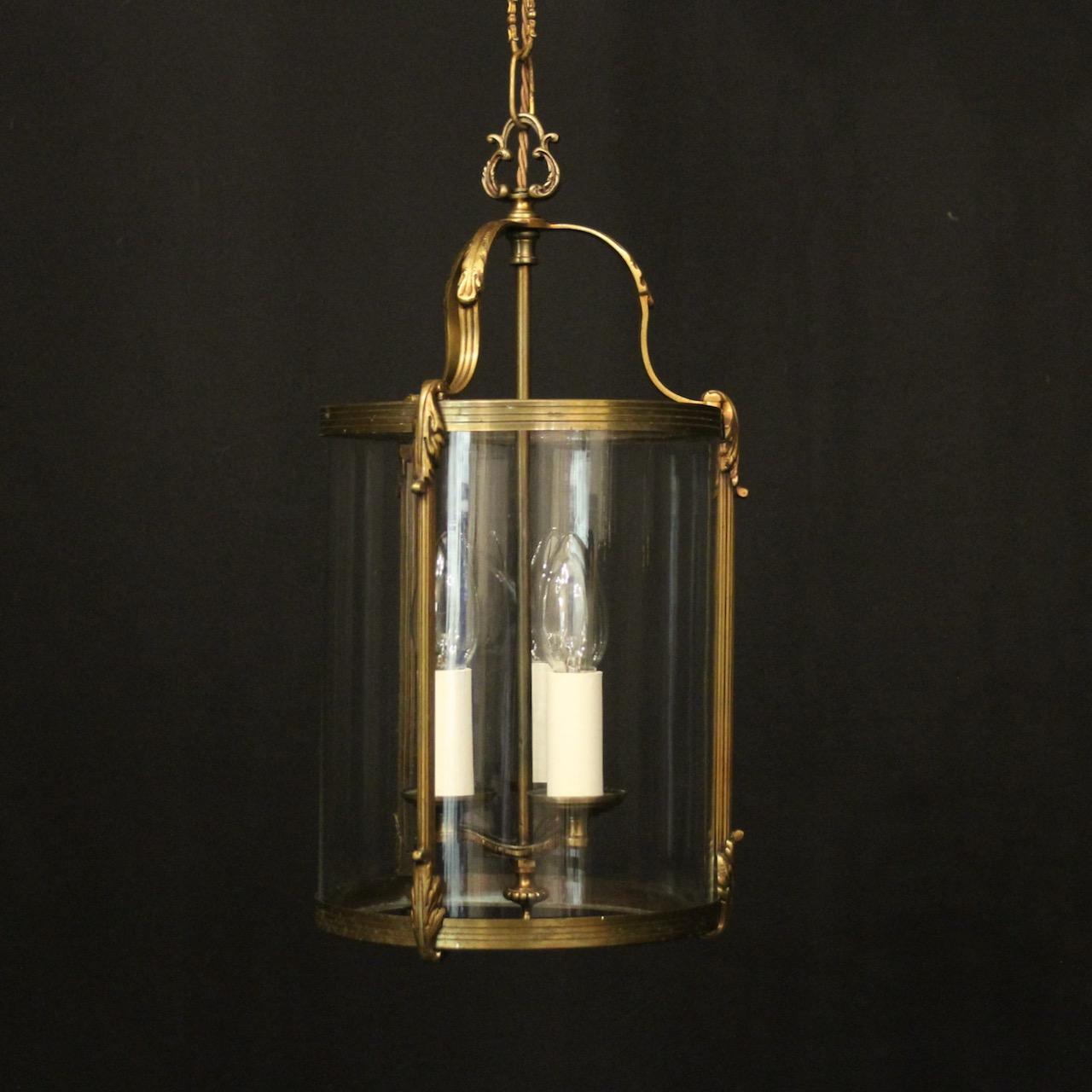 French Gilded Triple Light Convex Hall Lantern (1 of 10)