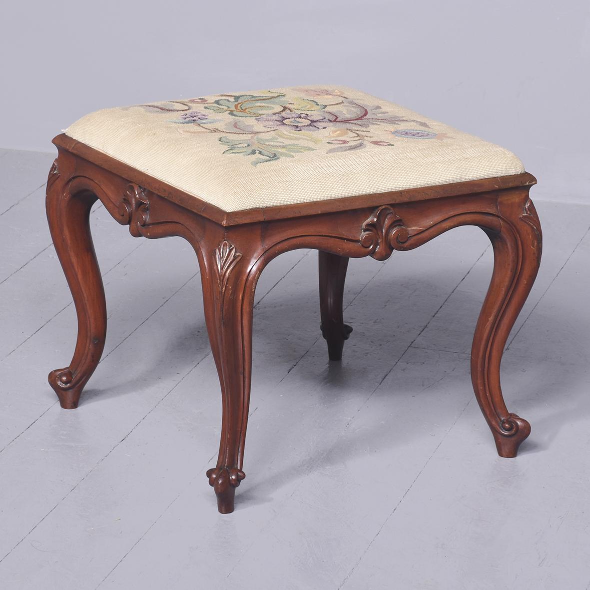 Large Size Victorian Mahogany Cabriole Stool (1 of 6)