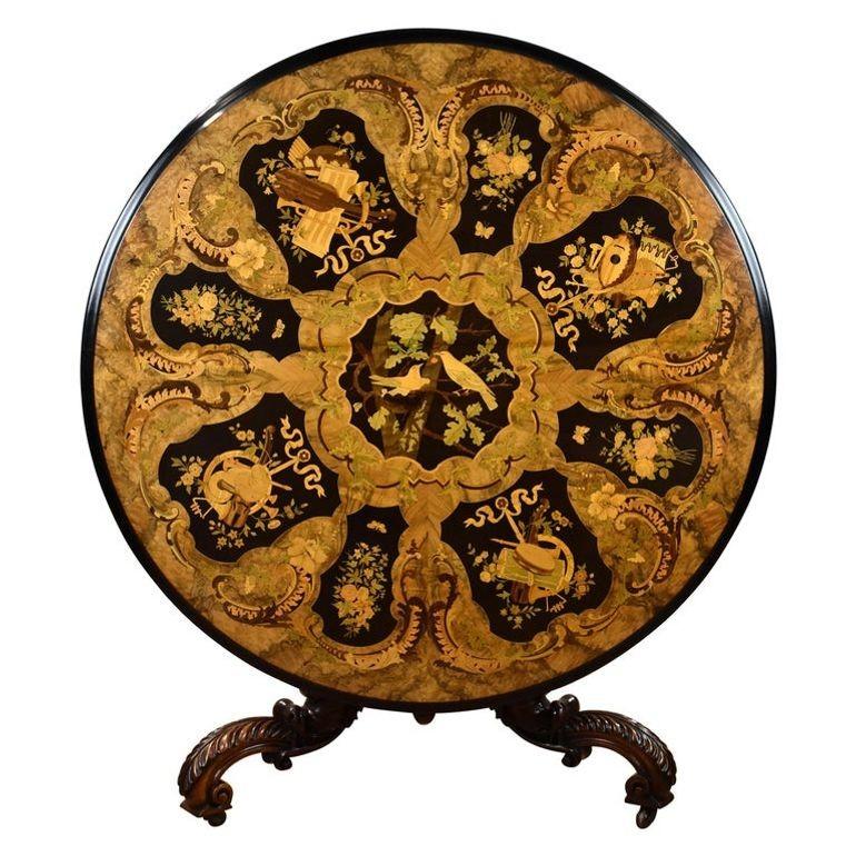 Victorian Burr Walnut & Marquetry Circular Breakfast Table (1 of 19)
