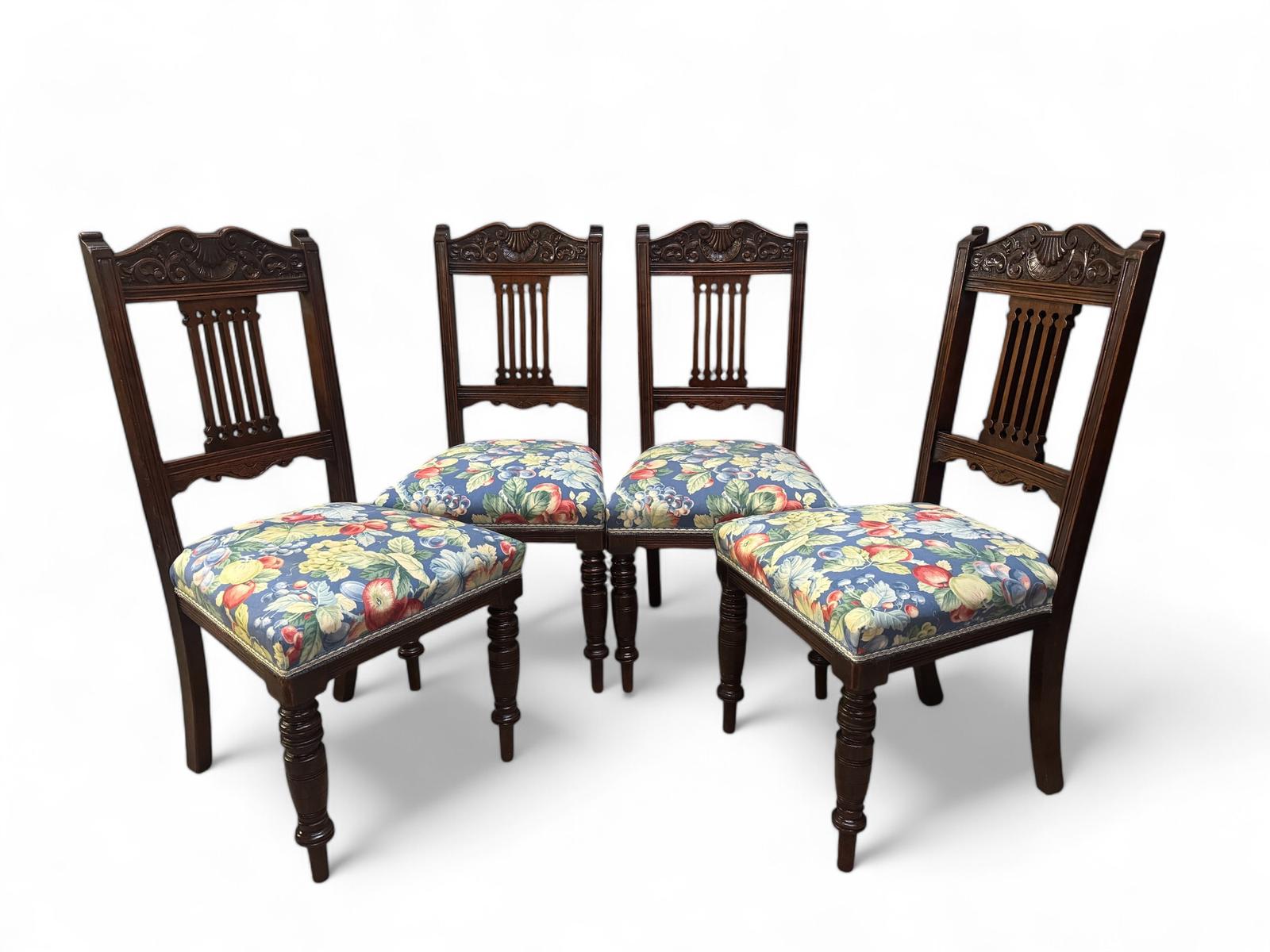 Antique Victorian Oak Dining Chairs / Set of 4 / Made in England 1870s (1 of 11)