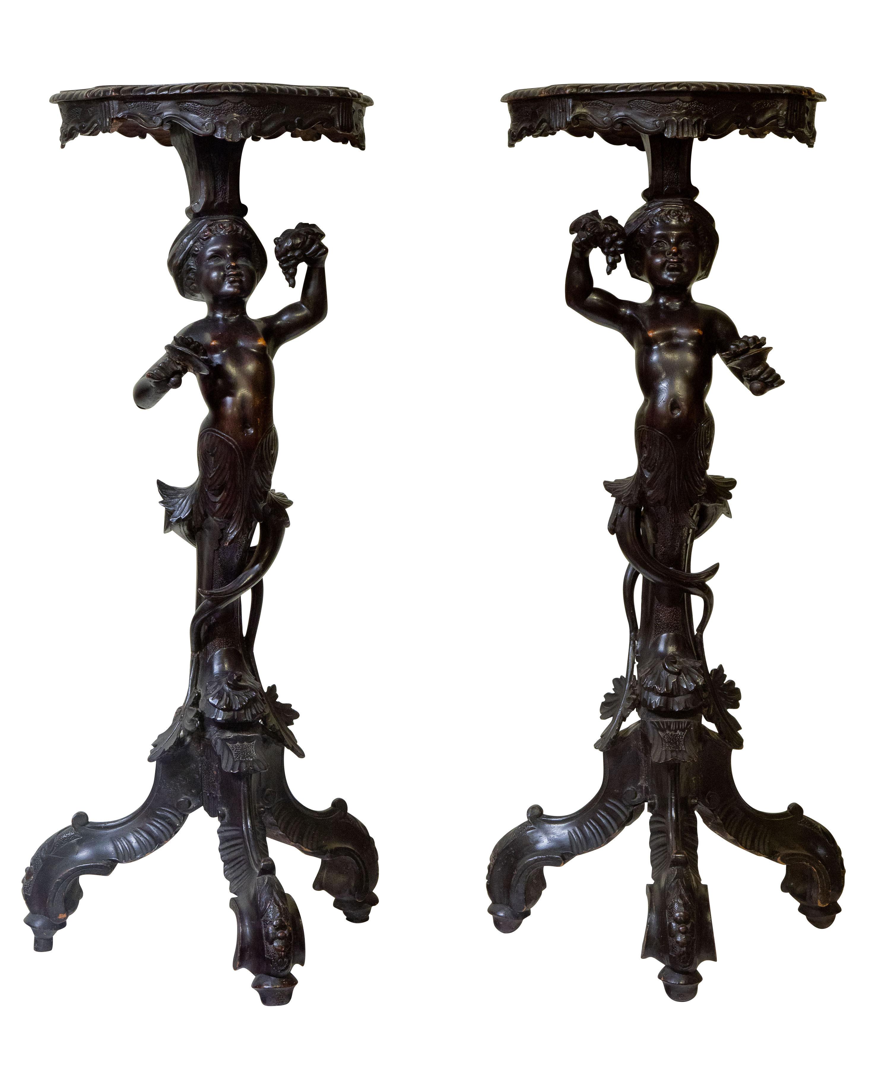 Pair of Italian carved Torcheres c1890 (1 of 1)