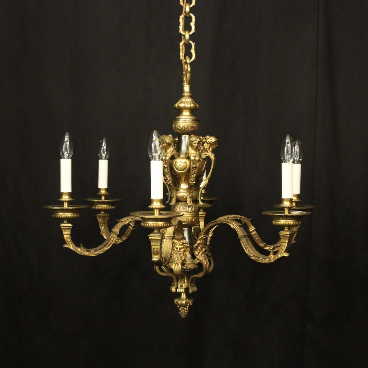 French Gilded Bronze 6 Light Antique Chandelier (1 of 10) French Gilded Bronze 6 Light Antique Chandelier (1 of 10)