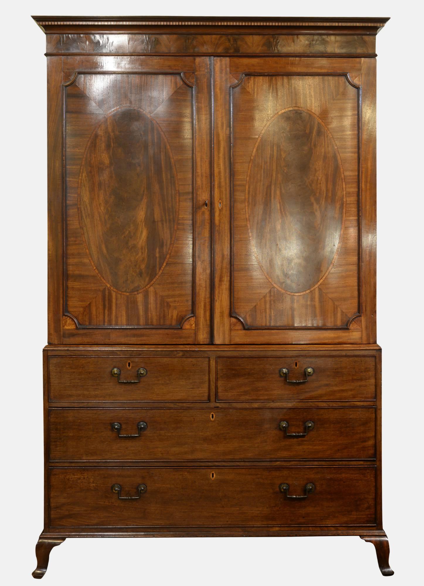 18th Century Mahogany Linen Press (1 of 1) 18th Century Mahogany Linen Press (1 of 1)