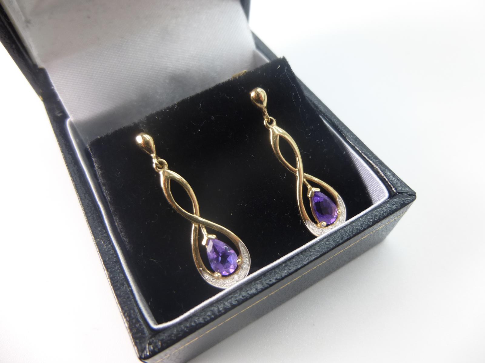 Pair of Gold, Amethyst & Diamond Earrings (1 of 5)