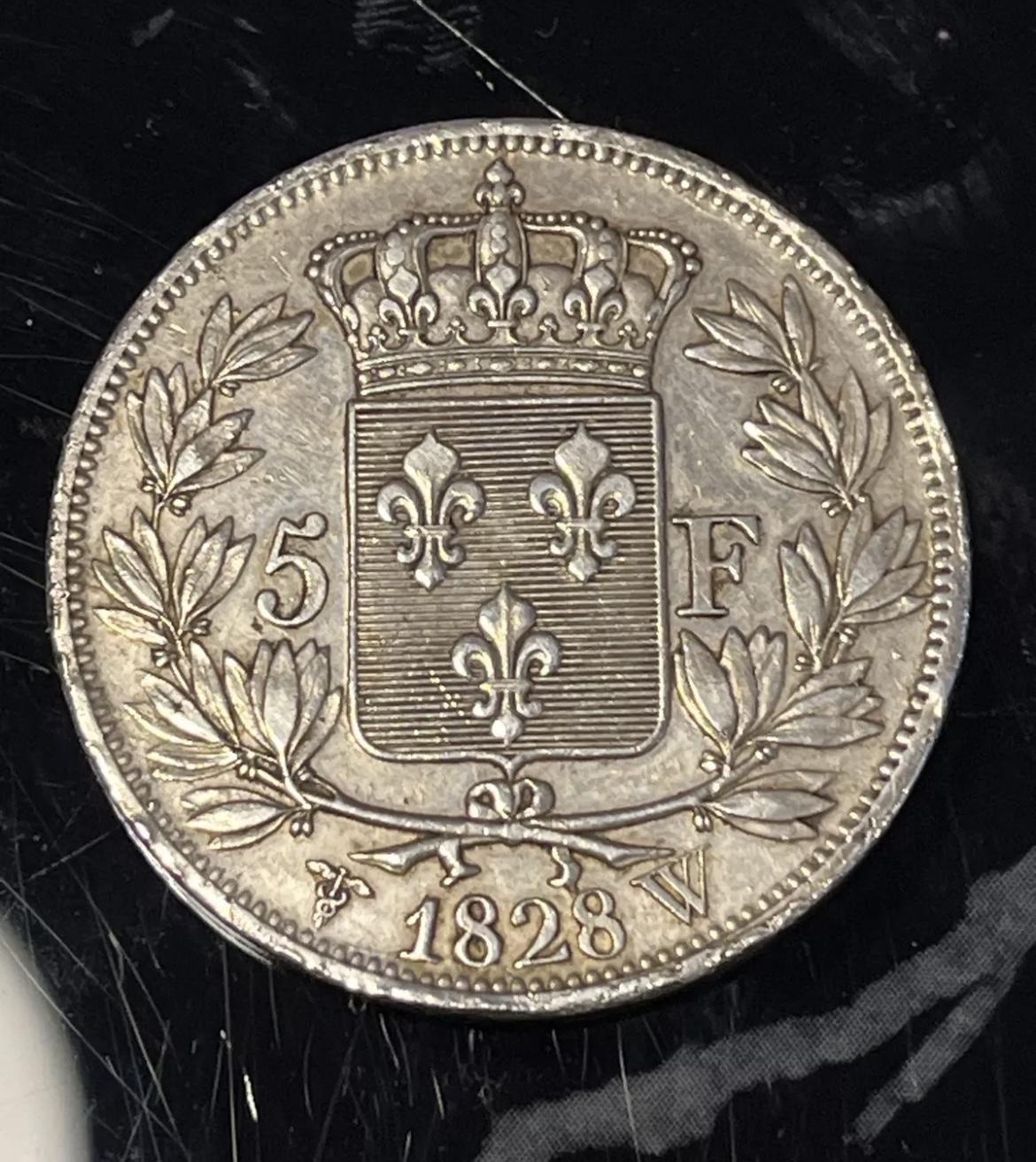 Charles X - Silver 5 Francs - 1828 - Mintmark W (Lille) (1 of 12)