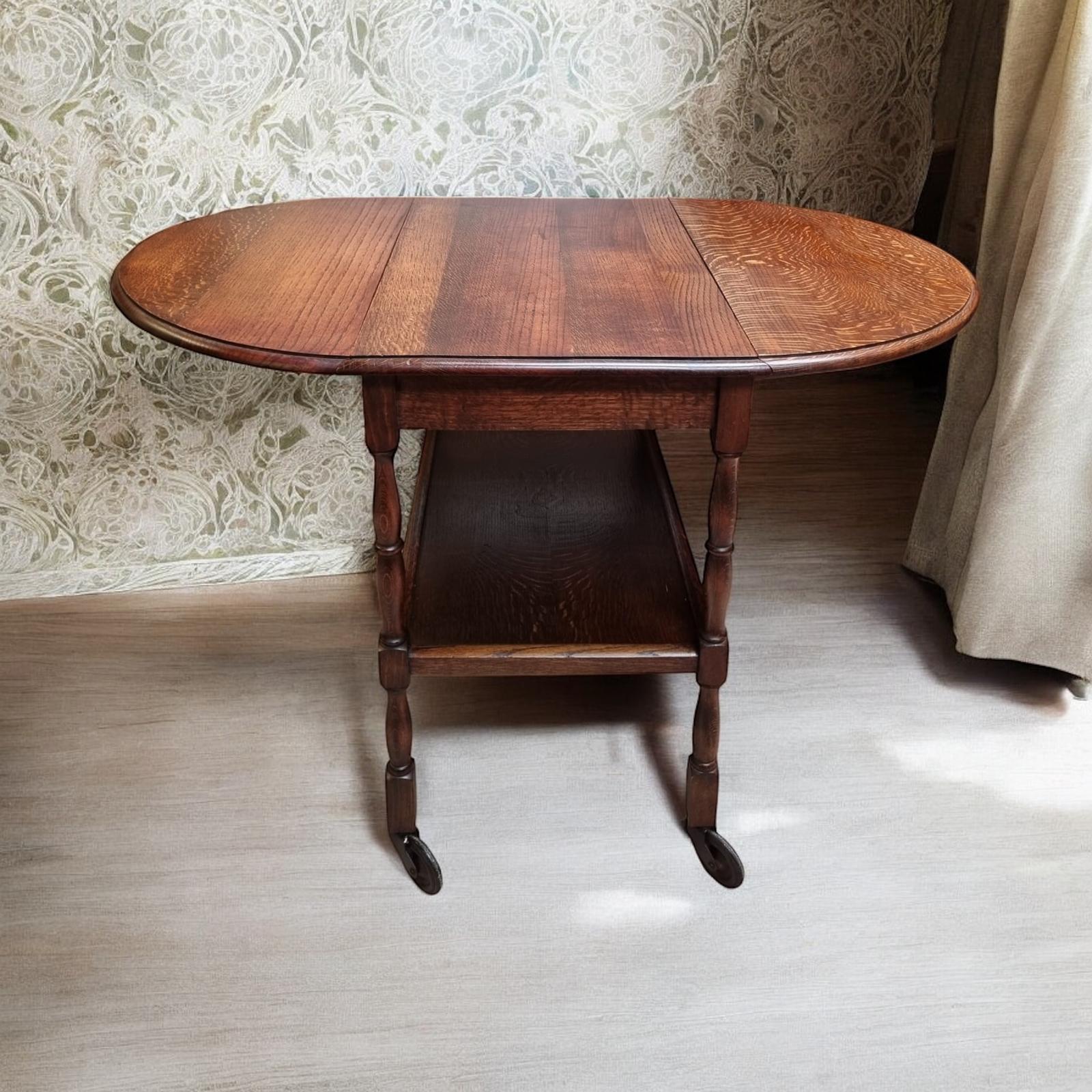 Vintage Oak Two Levels Tea Trolley / Natural Oak c.1930 (1 of 11)