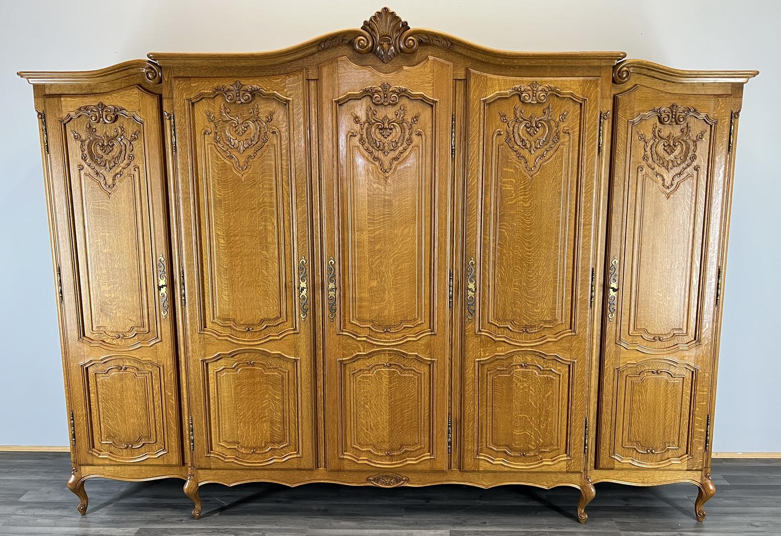 Wardrobe French Vintage Oak 5 Door Armoire Retro Closet (1 of 11) Wardrobe French Vintage Oak 5 Door Armoire Retro Closet (1 of 11)