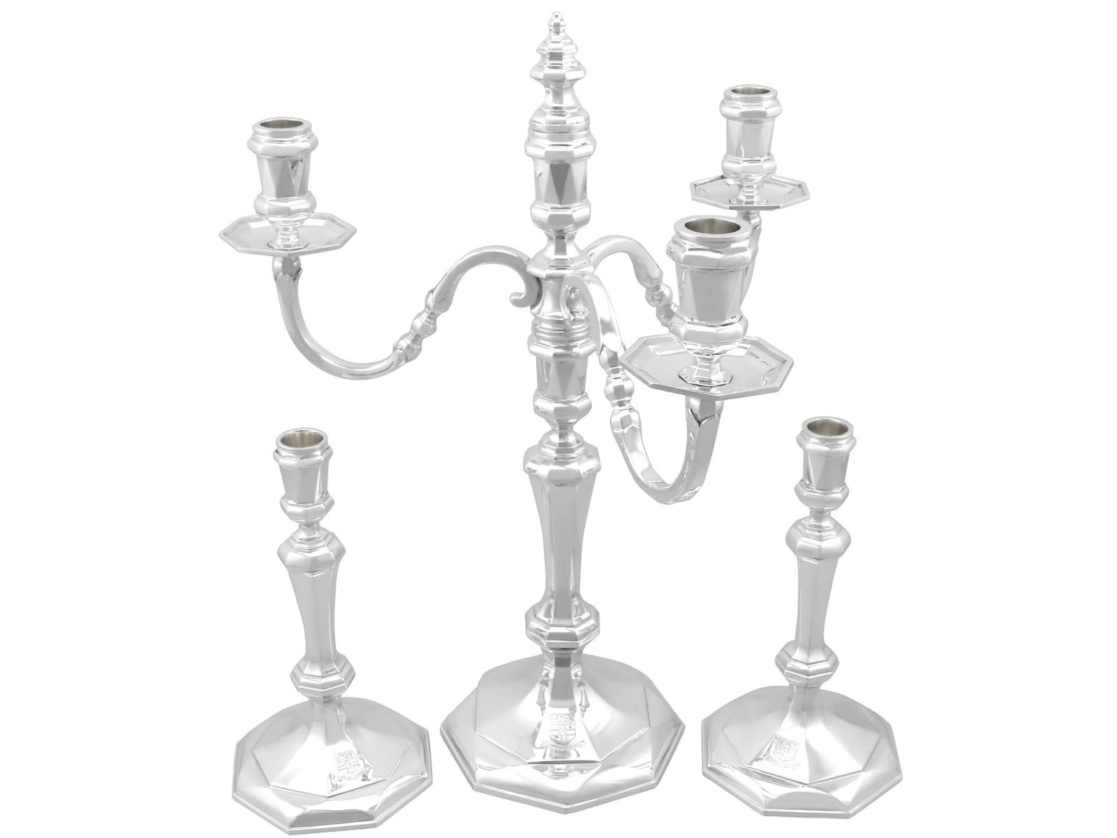 George VI Sterling Silver Candelabrum & Candlesticks 1938 (1 of 17)