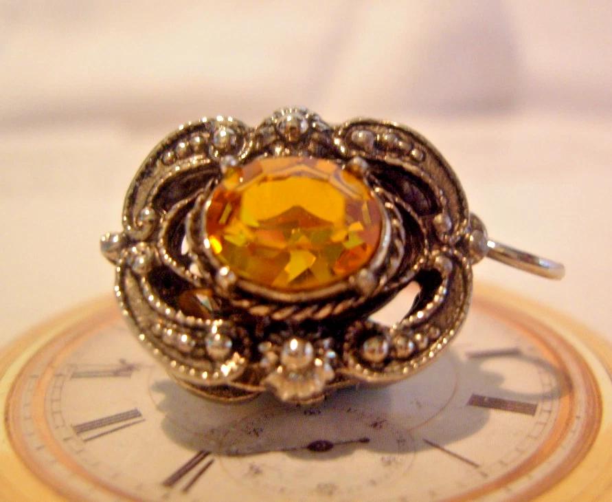 Pocket Watch Chain Fob 1950s Etruscan Revival Chrome & Vivid Citrine Glass (1 of 10) Pocket Watch Chain Fob 1950s Etruscan Revival Chrome & Vivid Citrine Glass (1 of 10)